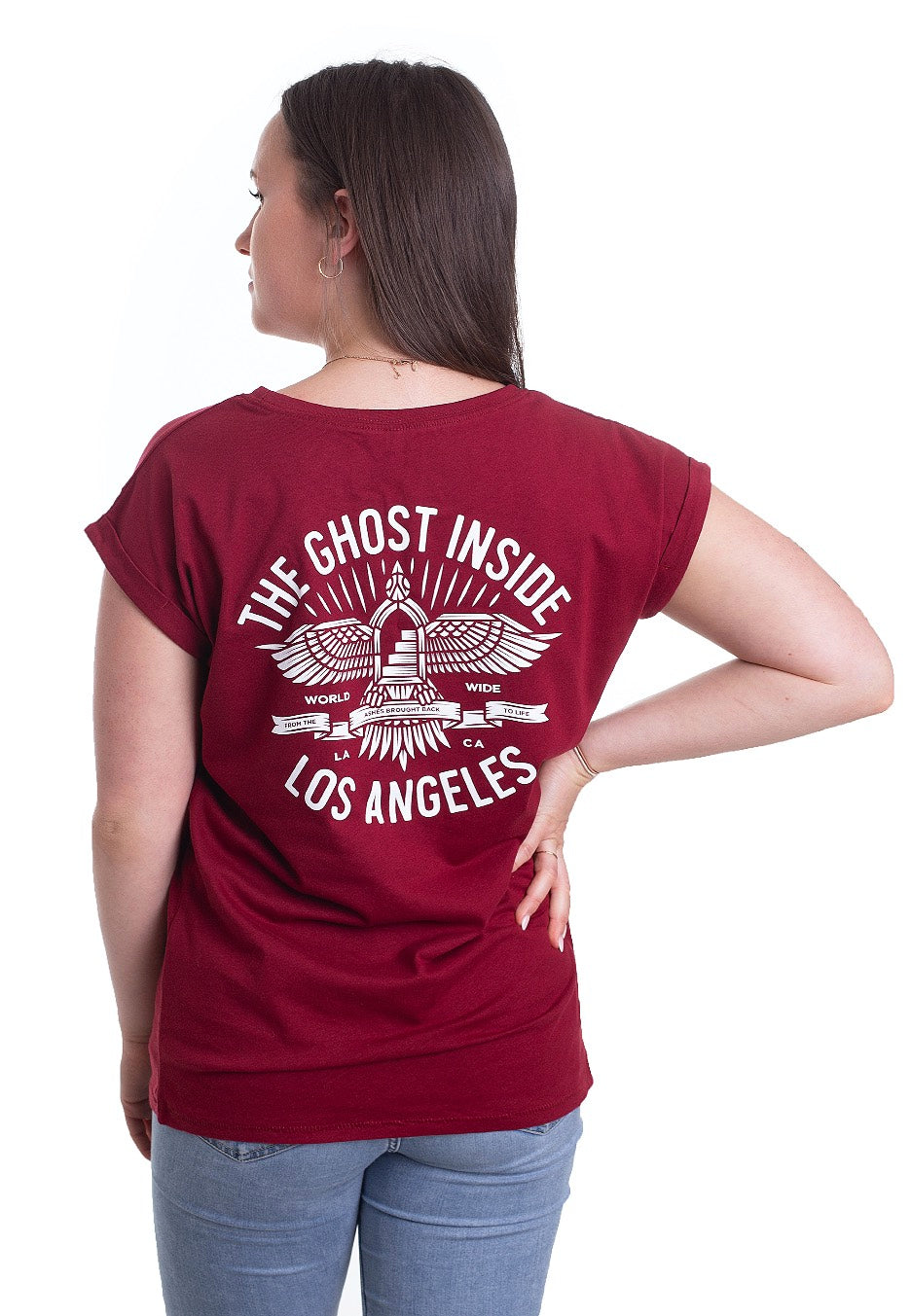 The Ghost Inside - Brought Back To Life Extended Shoulder Burgundy - Girly | Women-Image