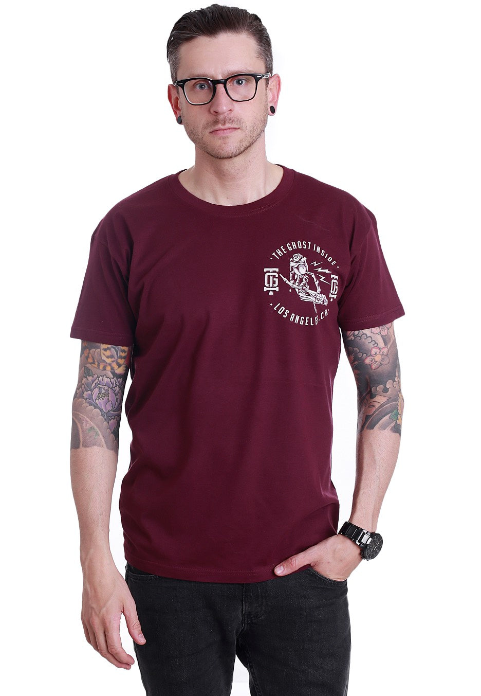 The Ghost Inside - Skeleton Hand Maroon - T-Shirt | Men-Image