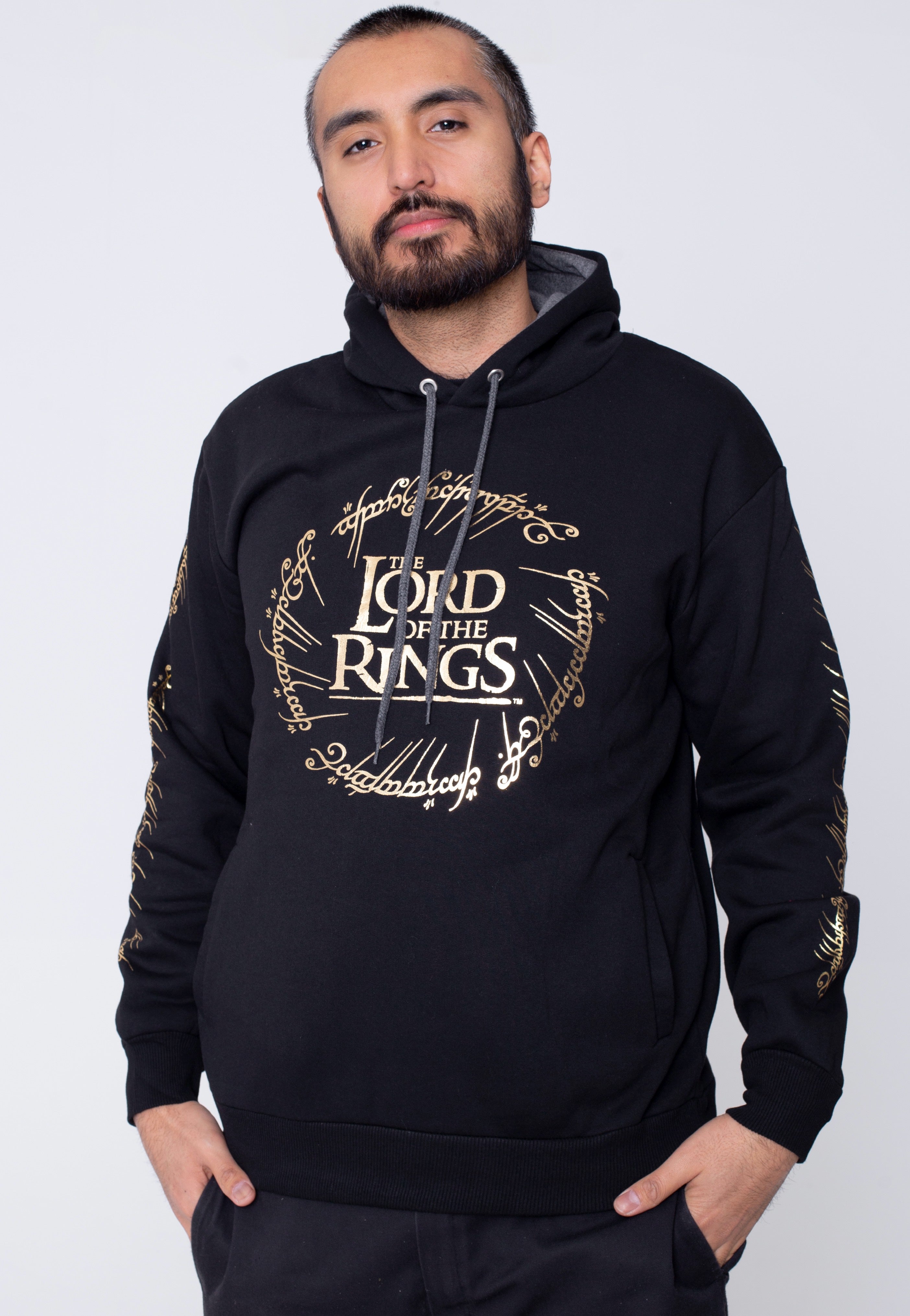 The Lord Of The Rings - Gold Foil Logo - Hoodie | Men-Image