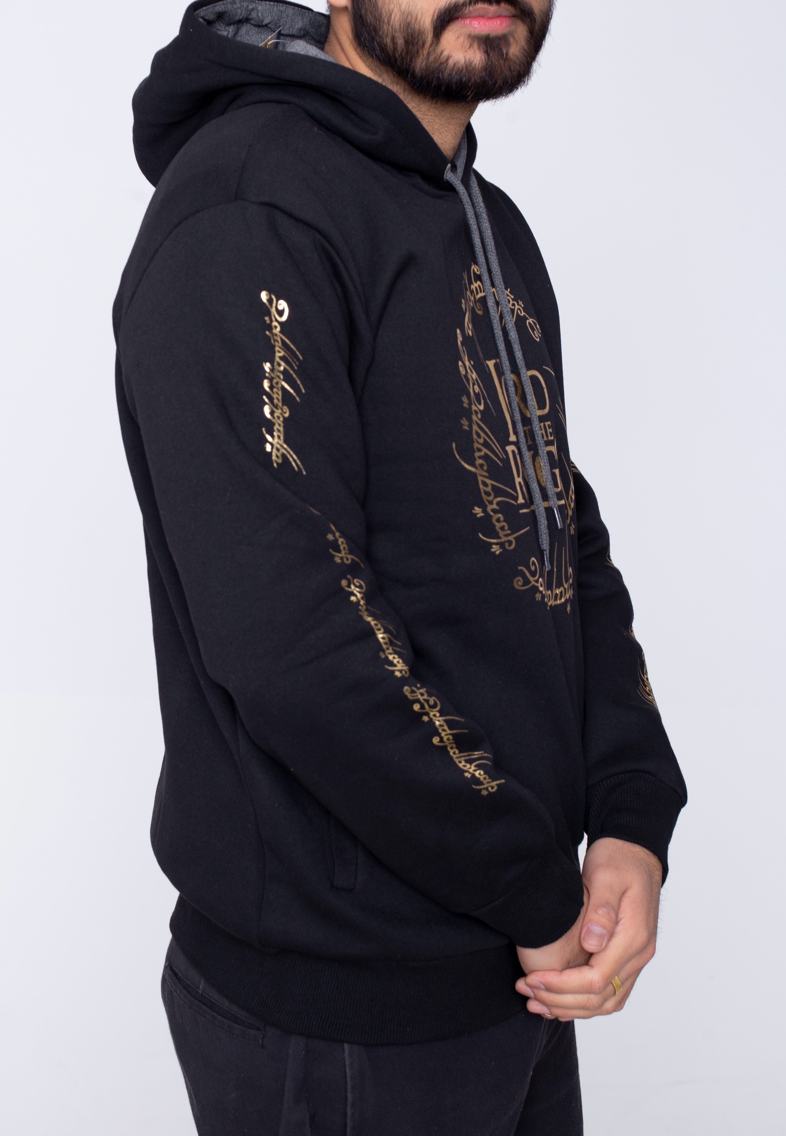 The Lord Of The Rings - Gold Foil Logo - Hoodie | Men-Image