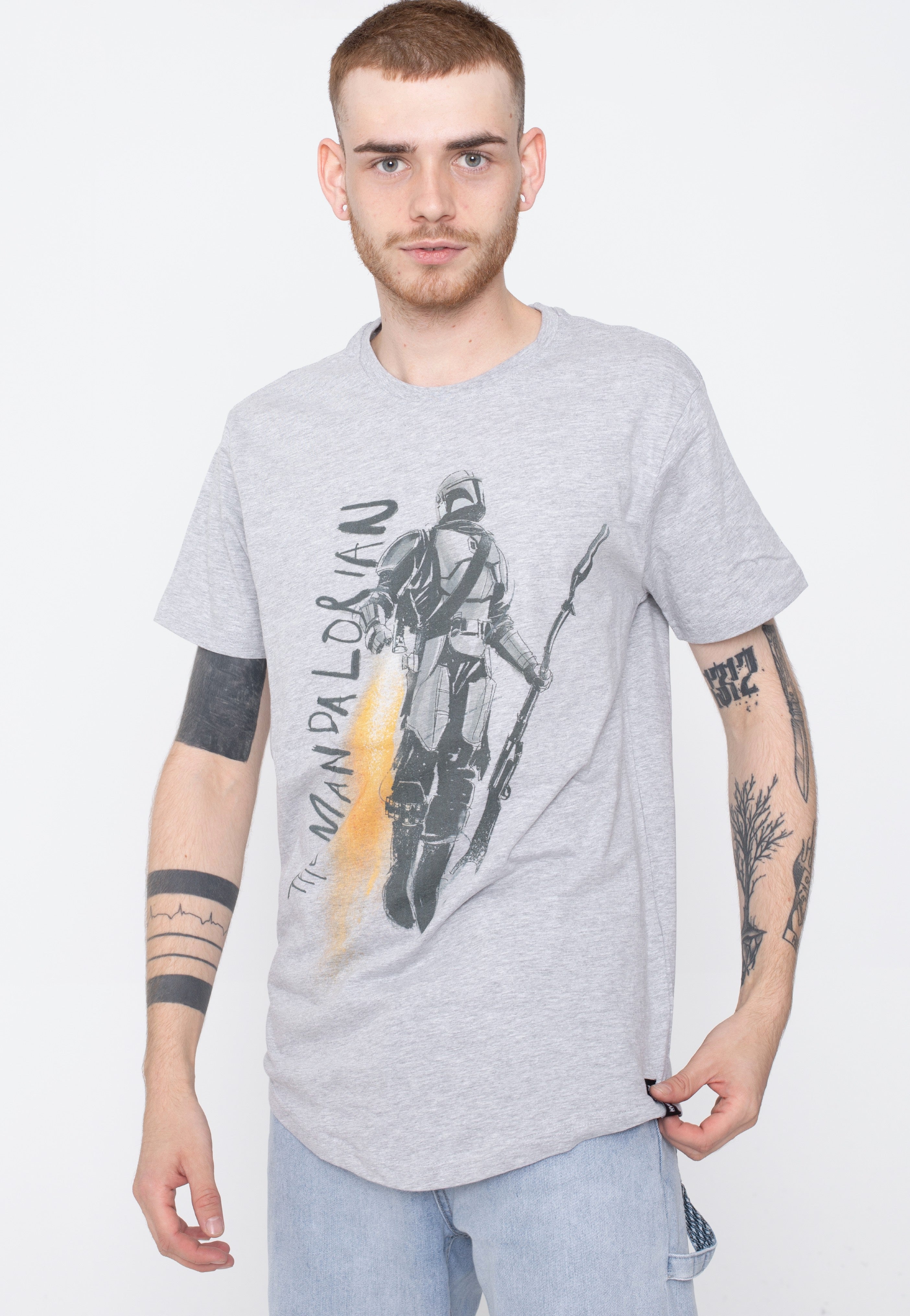 The Mandalorian - Flying Mando Grey - T-Shirt | Men-Image