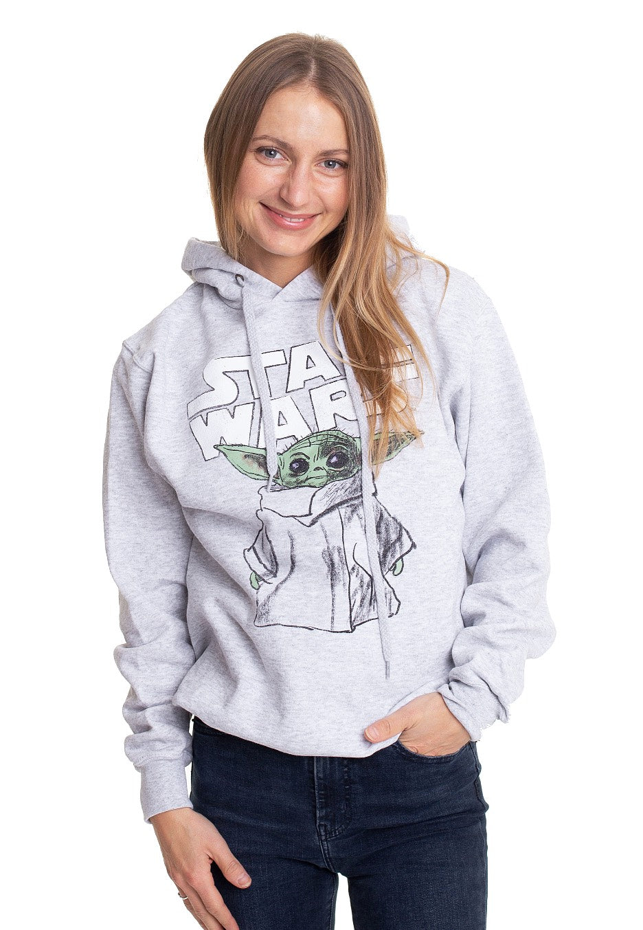 The Mandalorian - The Child Sketch Heather Grey - Hoodie | Women-Image