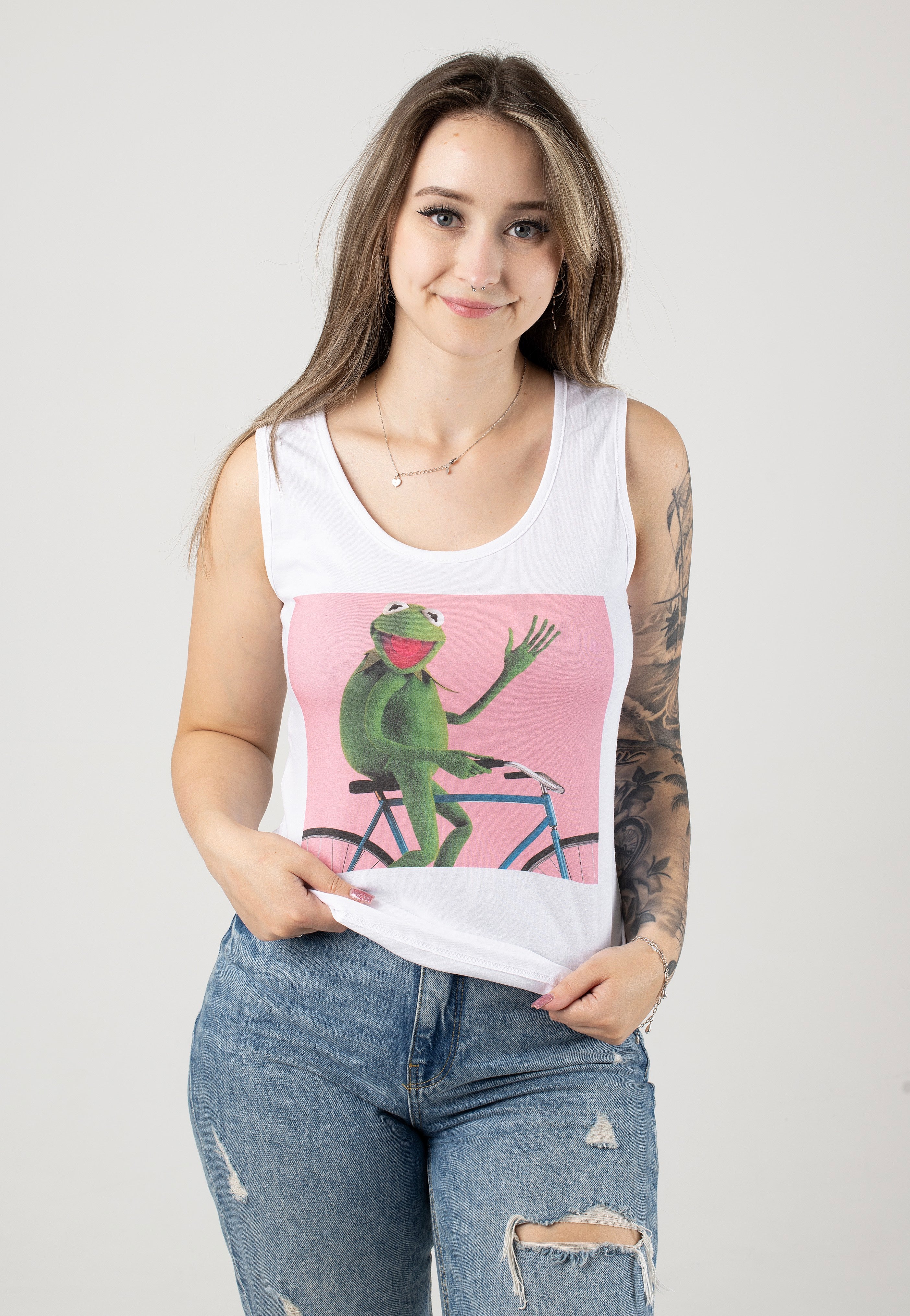 The Muppets - Biking Kermit White - Tank | Women-Image