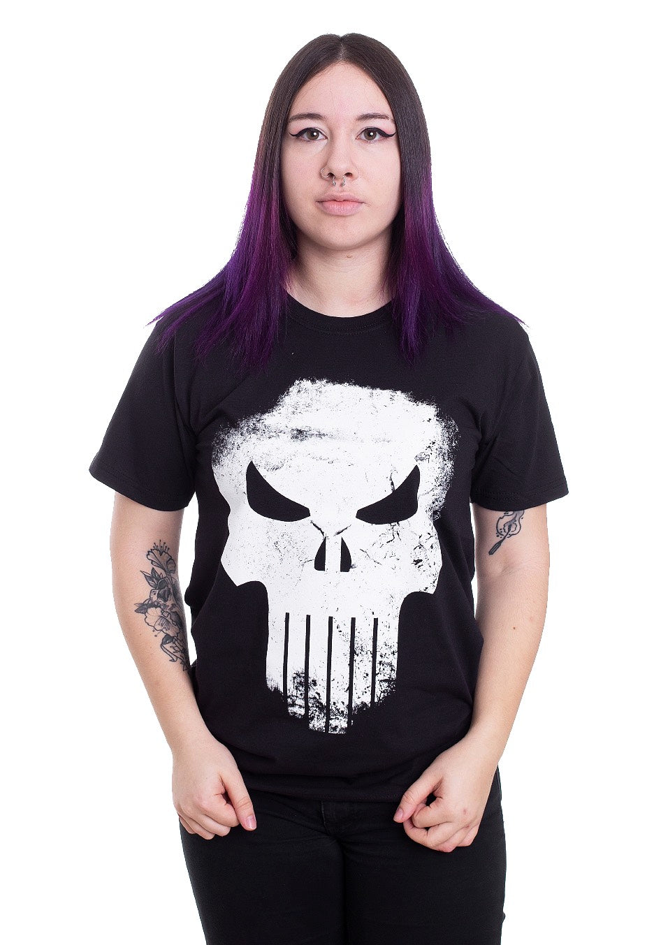 The Punisher - Distressed Skull Black - T-Shirt | Women-Image