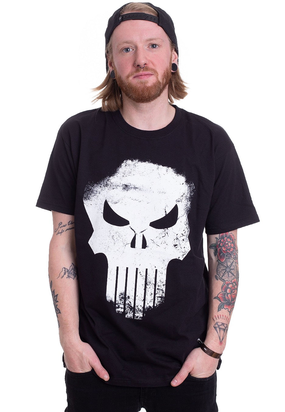 The Punisher - Distressed Skull Black - T-Shirt | Men-Image