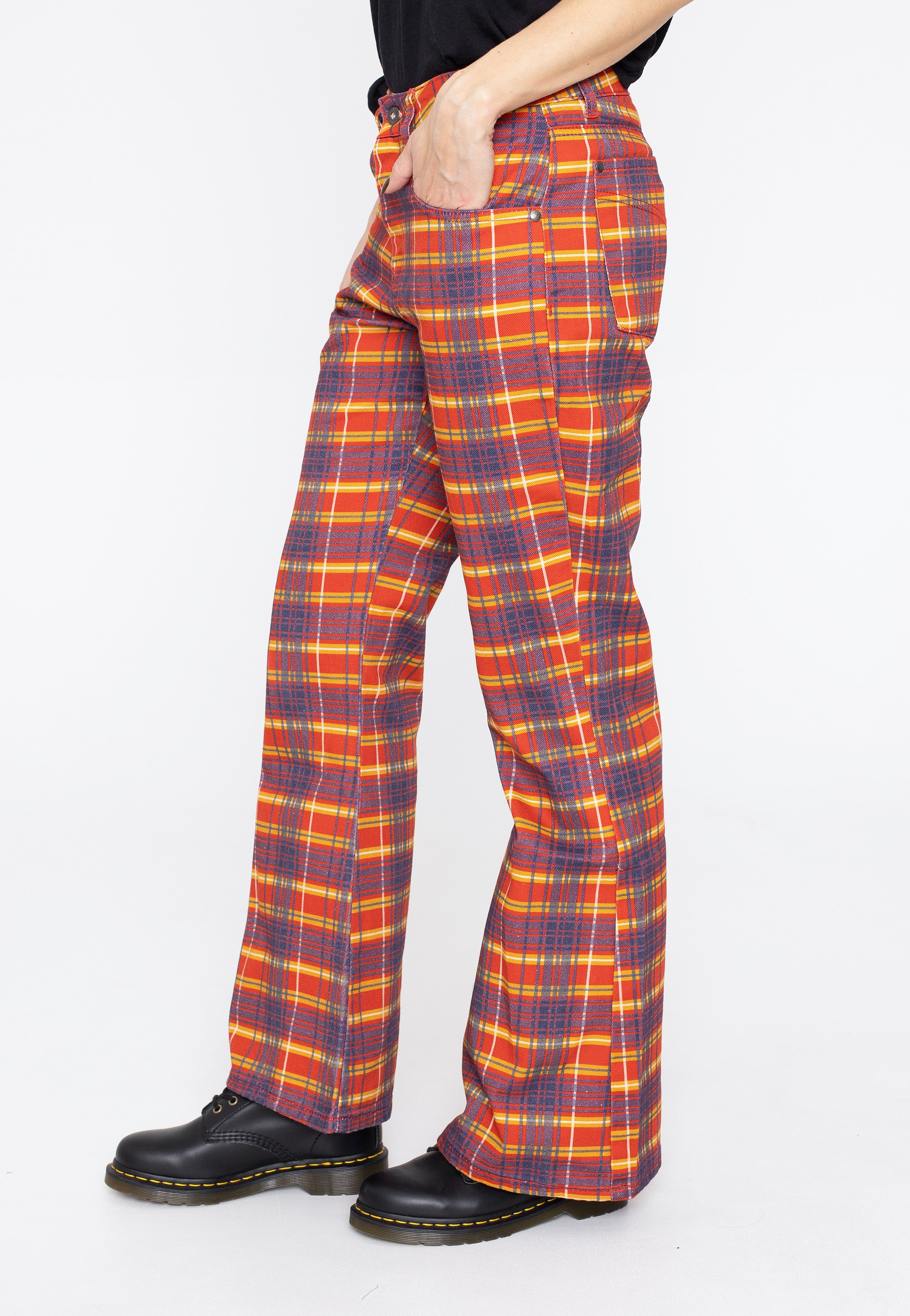 The Ragged Priest - Red Check Flares Multi - Pants | Women-Image