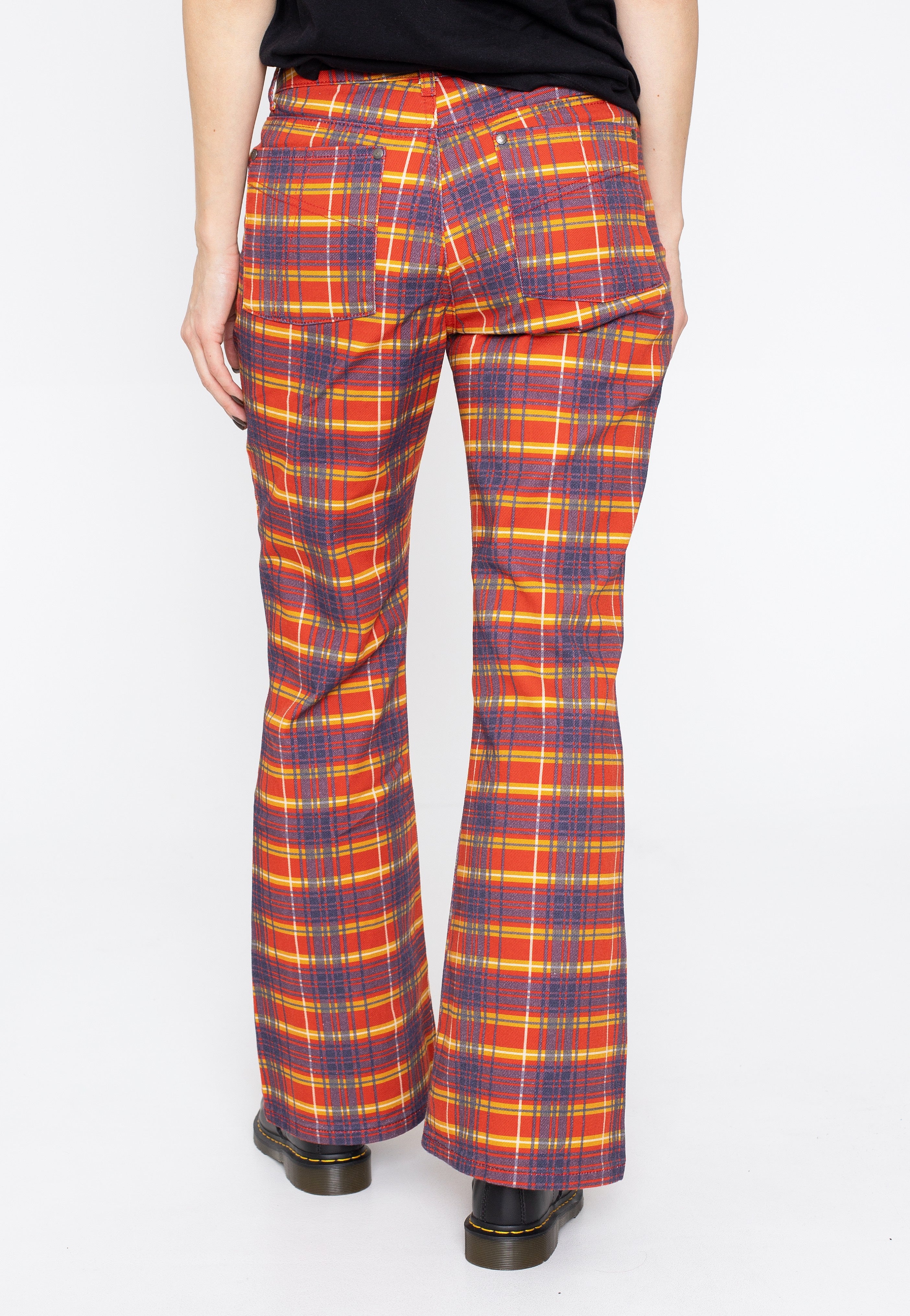 The Ragged Priest - Red Check Flares Multi - Pants | Women-Image