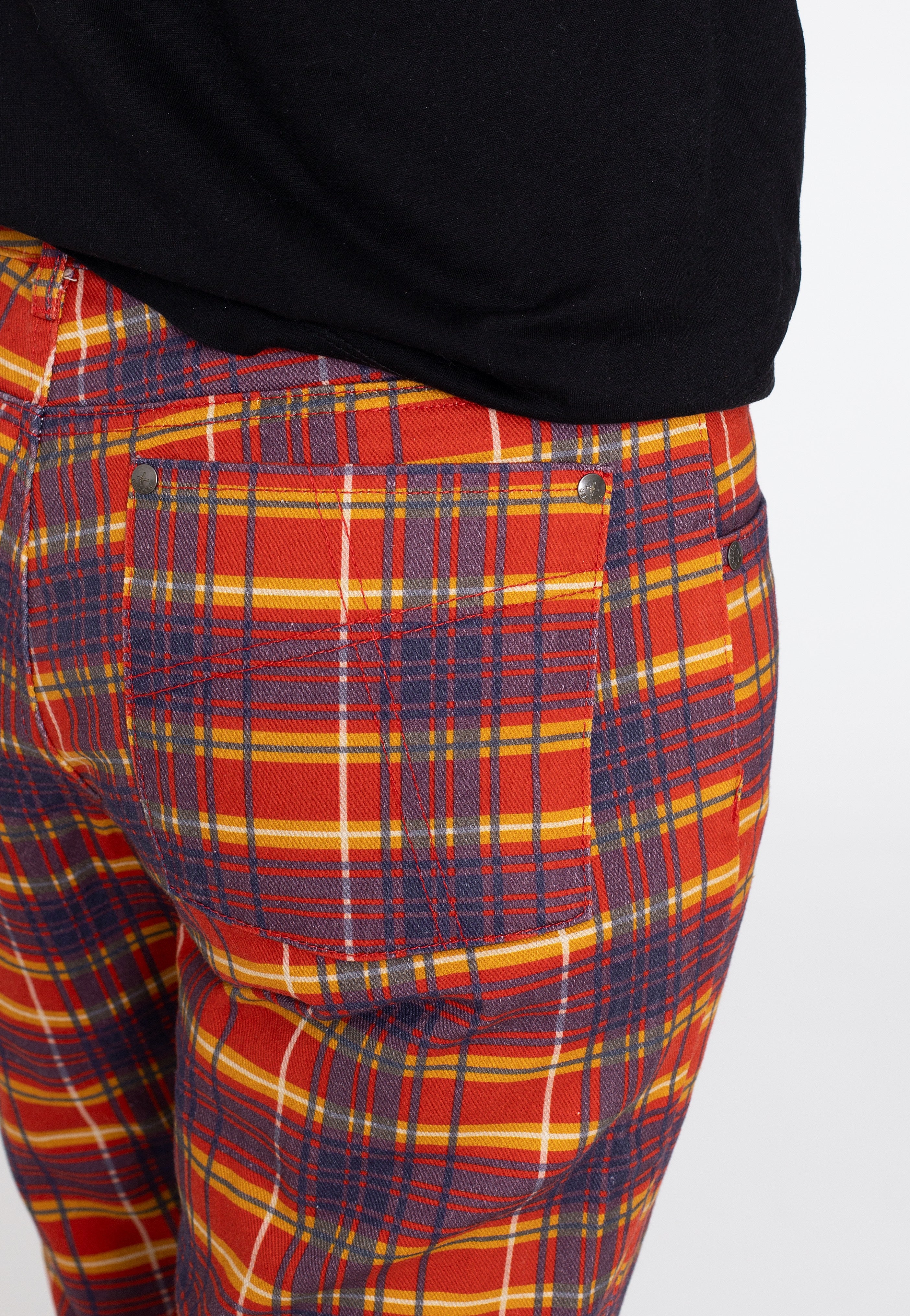 The Ragged Priest - Red Check Flares Multi - Pants | Women-Image