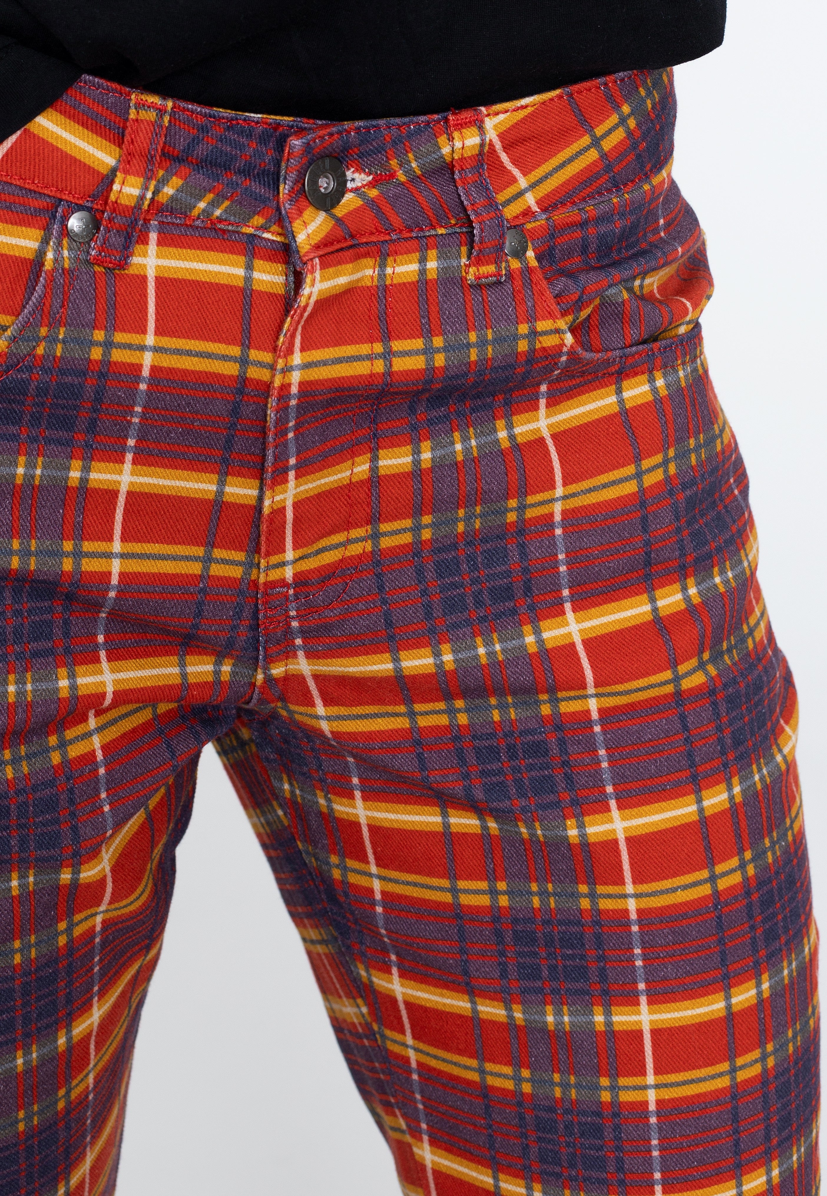 The Ragged Priest - Red Check Flares Multi - Pants | Women-Image