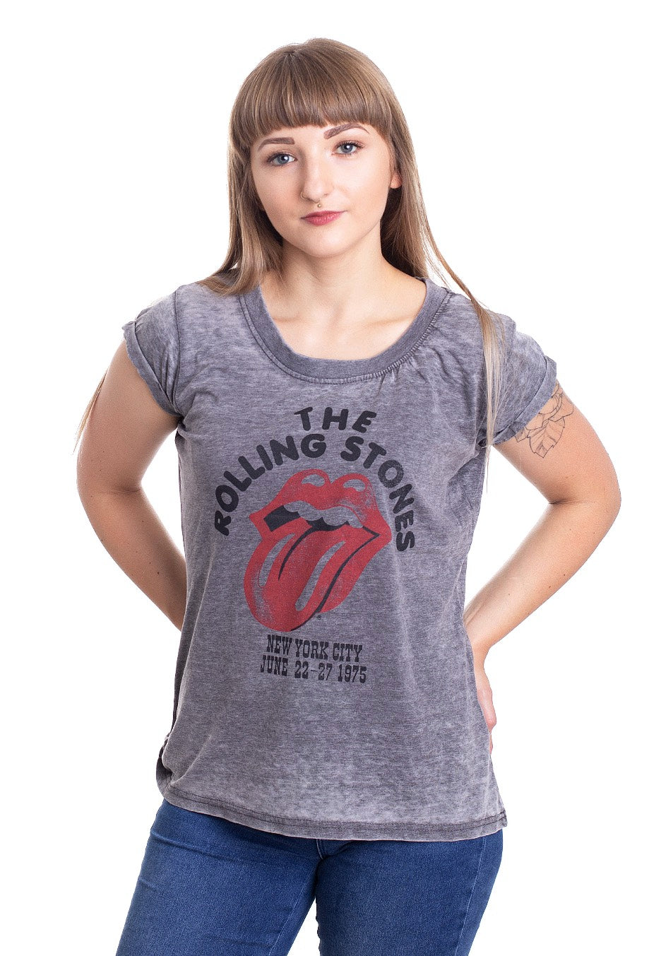 The Rolling Stones - NYC 1975 Burnout Grey - Girly | Women-Image