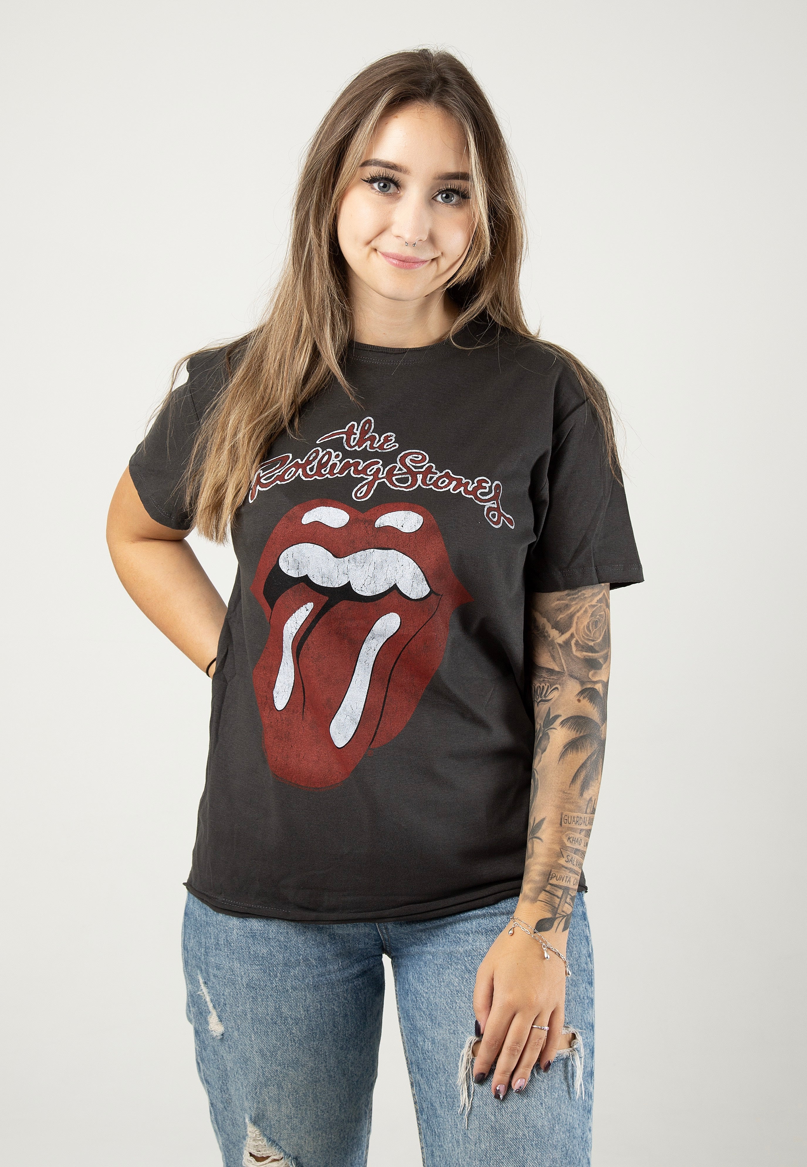 The Rolling Stones - Vintage Tongue Grey - T-Shirt | Women-Image