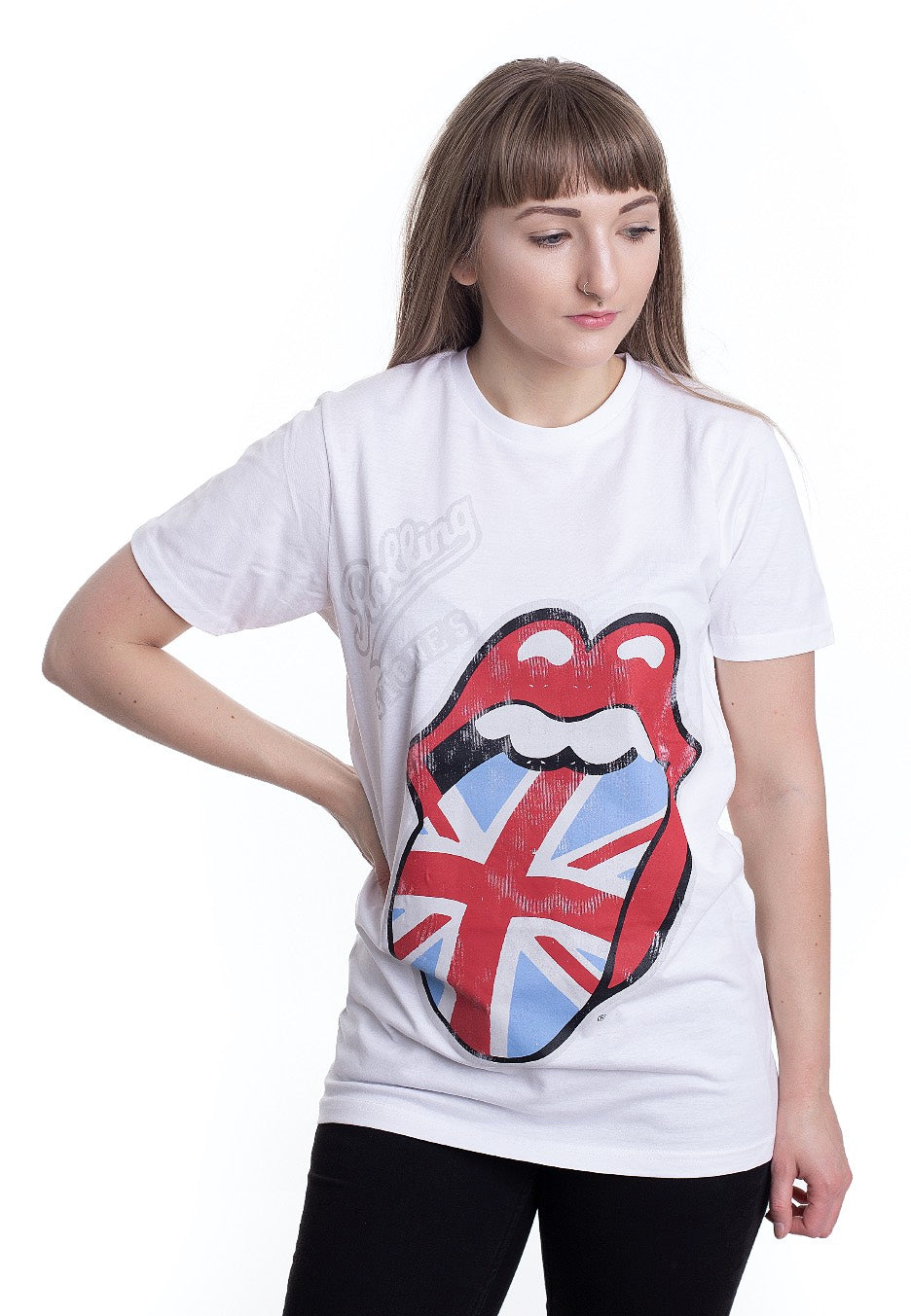 The Rolling Stones - Vtge British Tongue White - T-Shirt | Women-Image