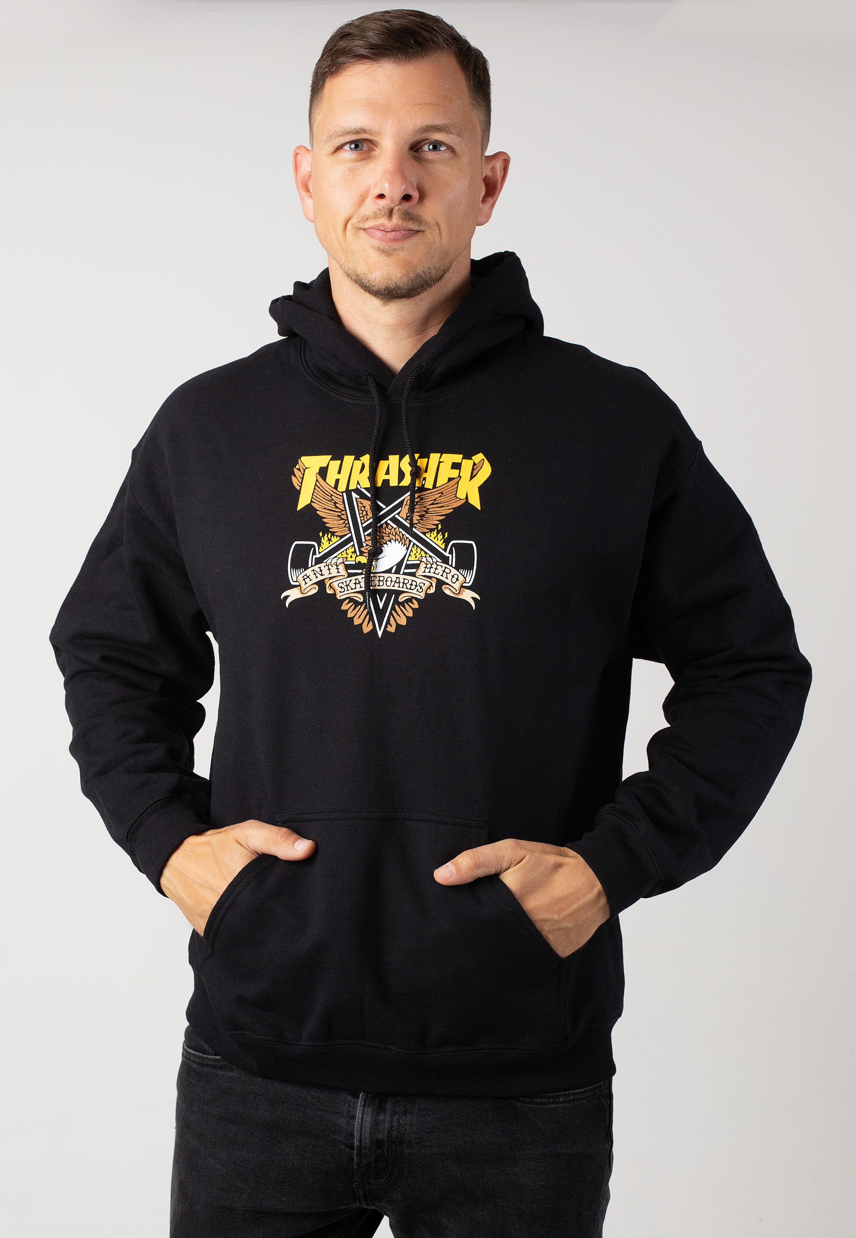 Thrasher x Antihero - Eaglegram Black - Hoodie | Men-Image