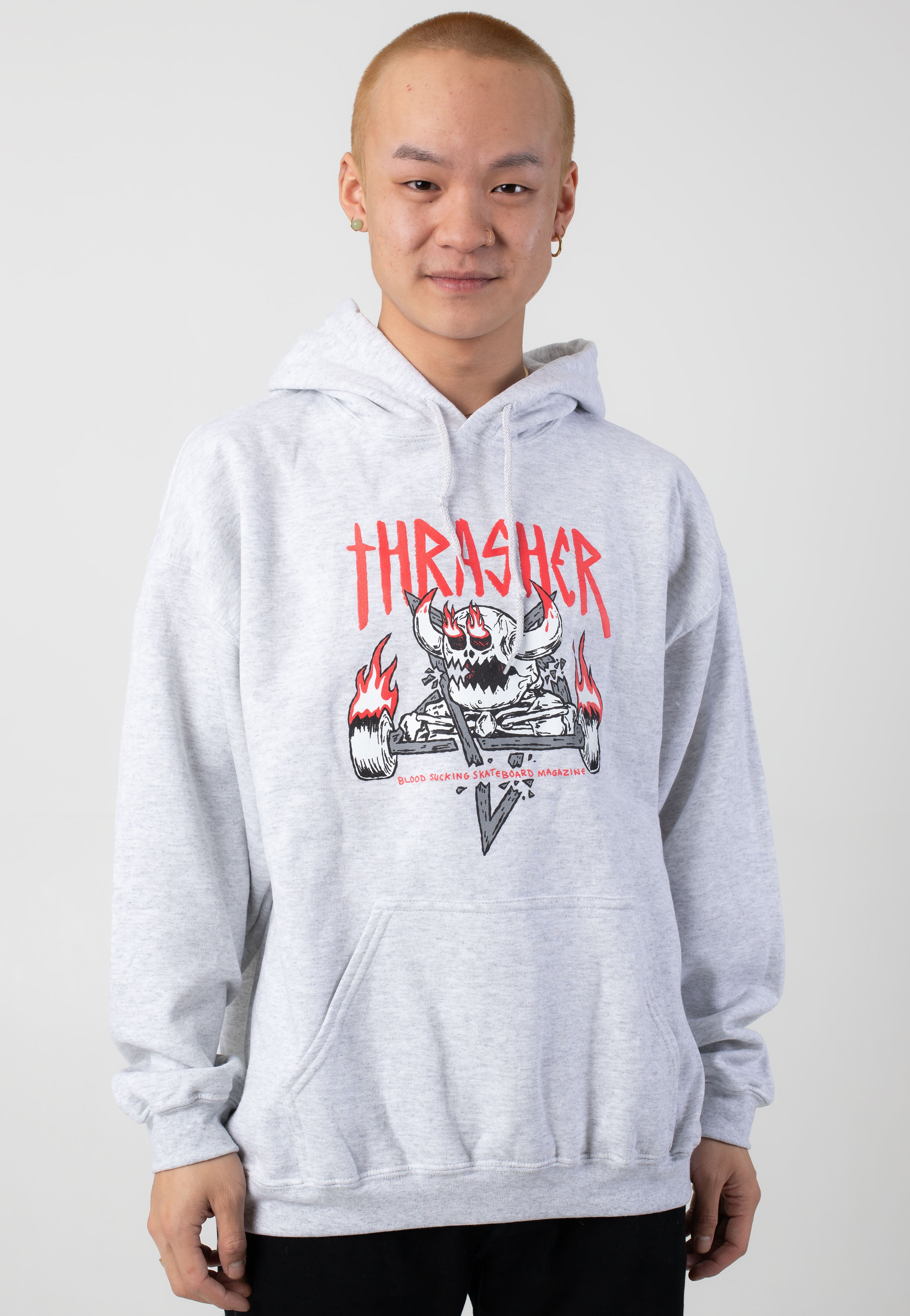 Thrasher x Toy Machine - Monster Gram Ash Grey - Hoodie | Men-Image