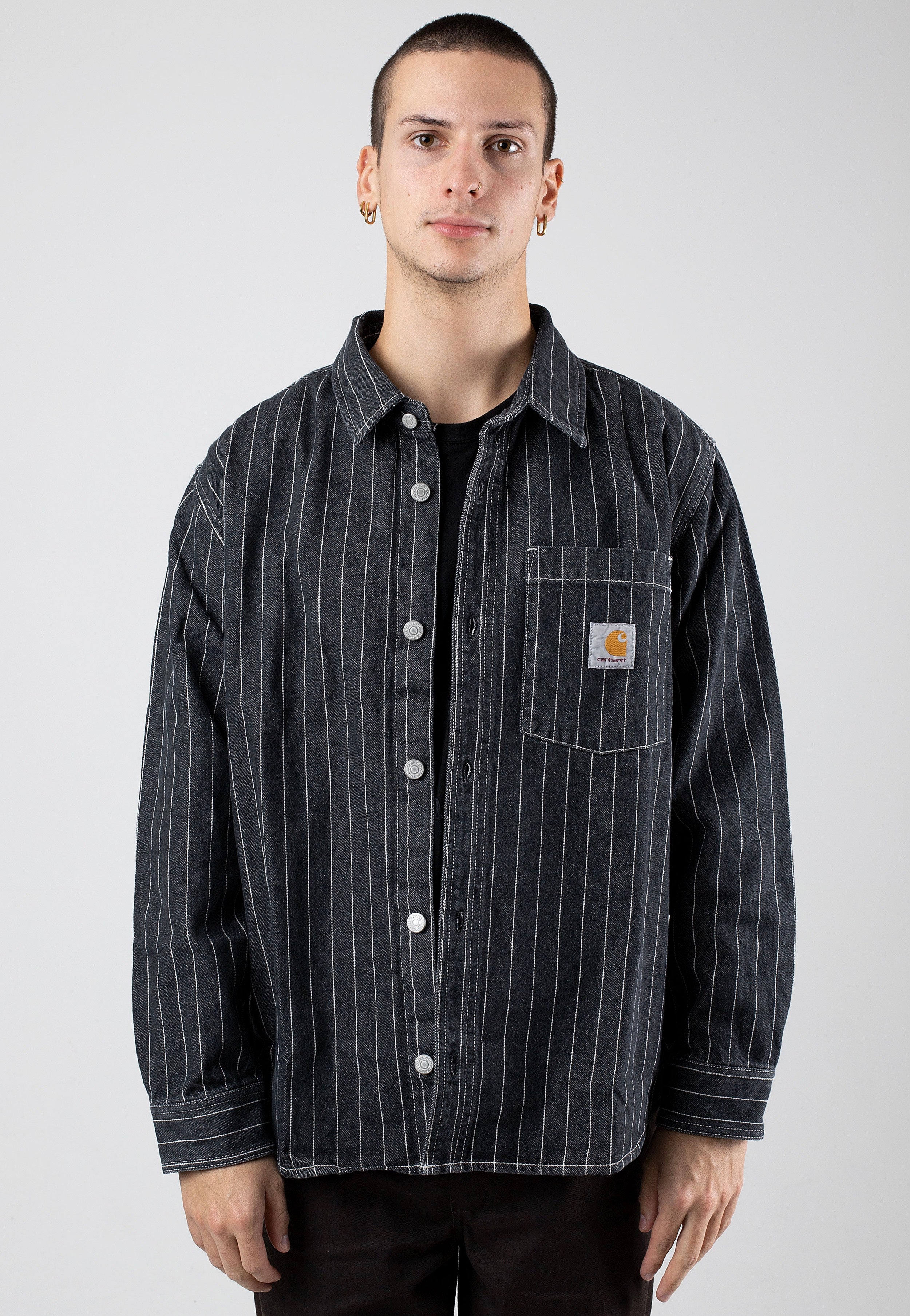 Carhartt WIP - Orlean Shirt Stone Washed Orlean Stripe/Black/White - Jacket | Men-Image