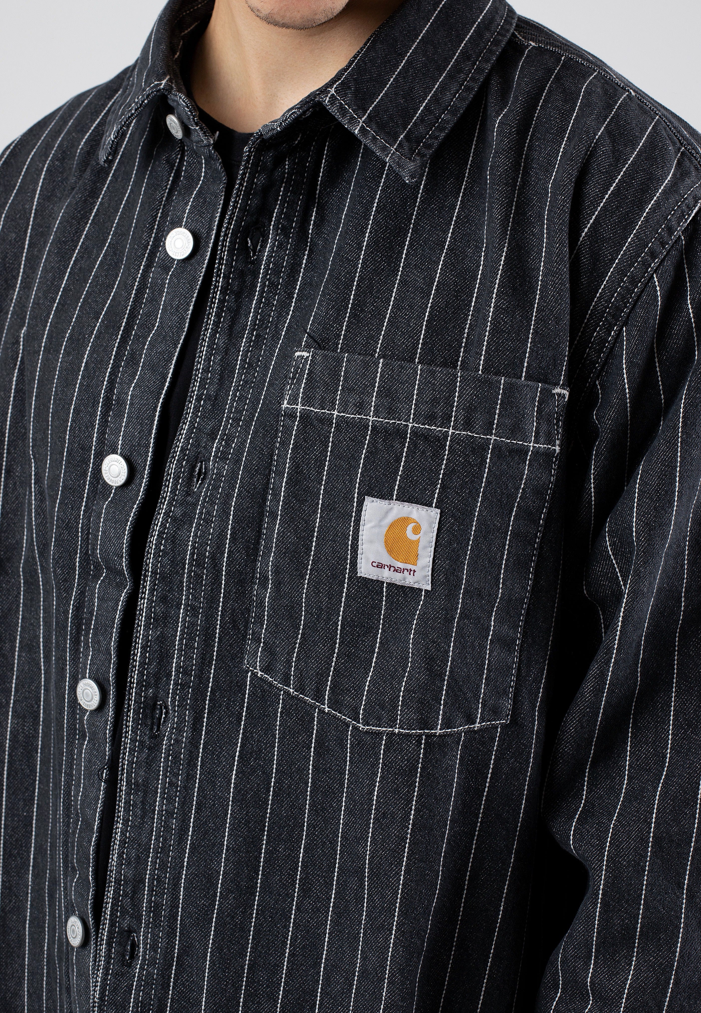 Carhartt WIP - Orlean Shirt Stone Washed Orlean Stripe/Black/White - Jacket | Men-Image