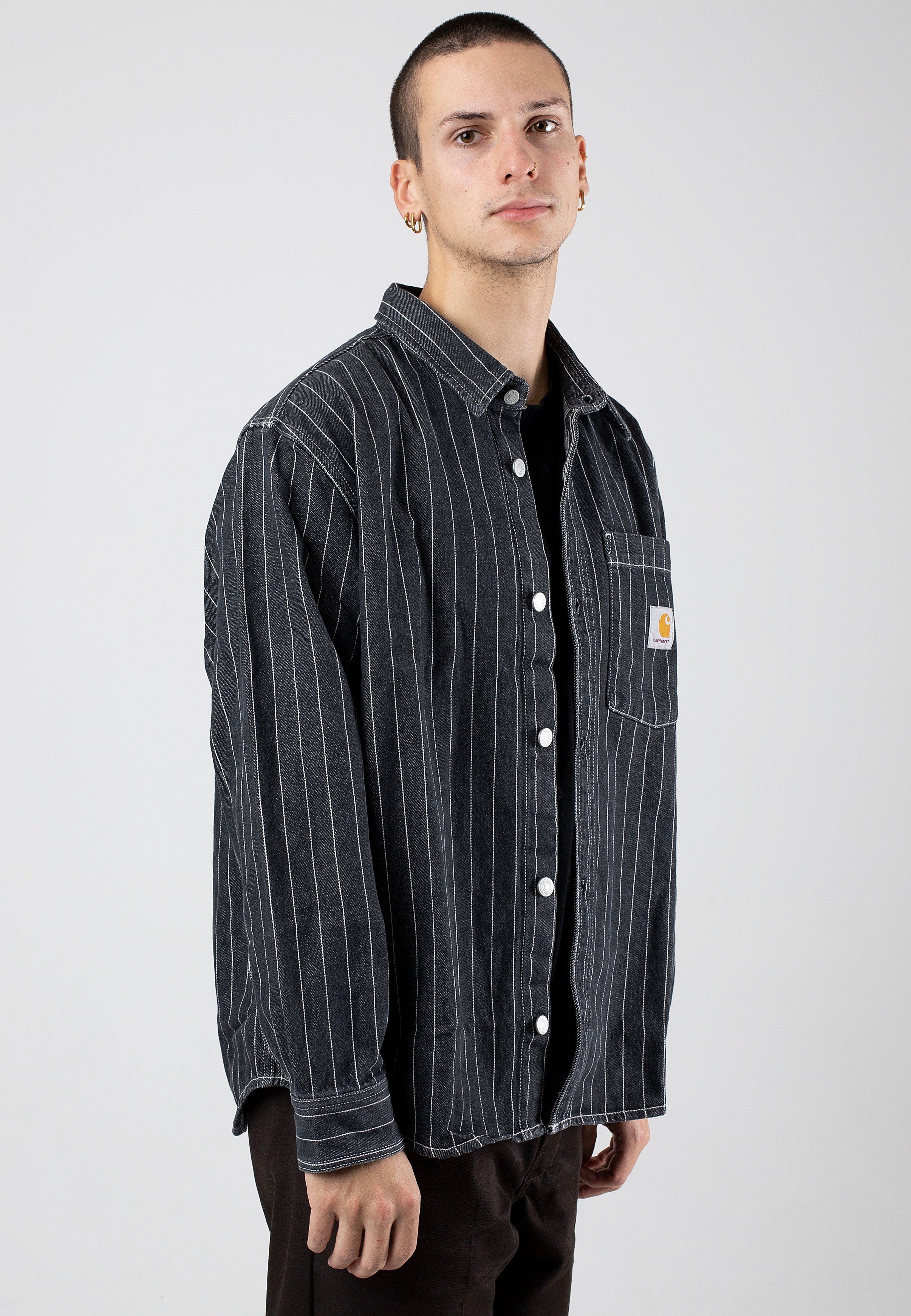 Carhartt WIP - Orlean Shirt Stone Washed Orlean Stripe/Black/White - Jacket | Men-Image