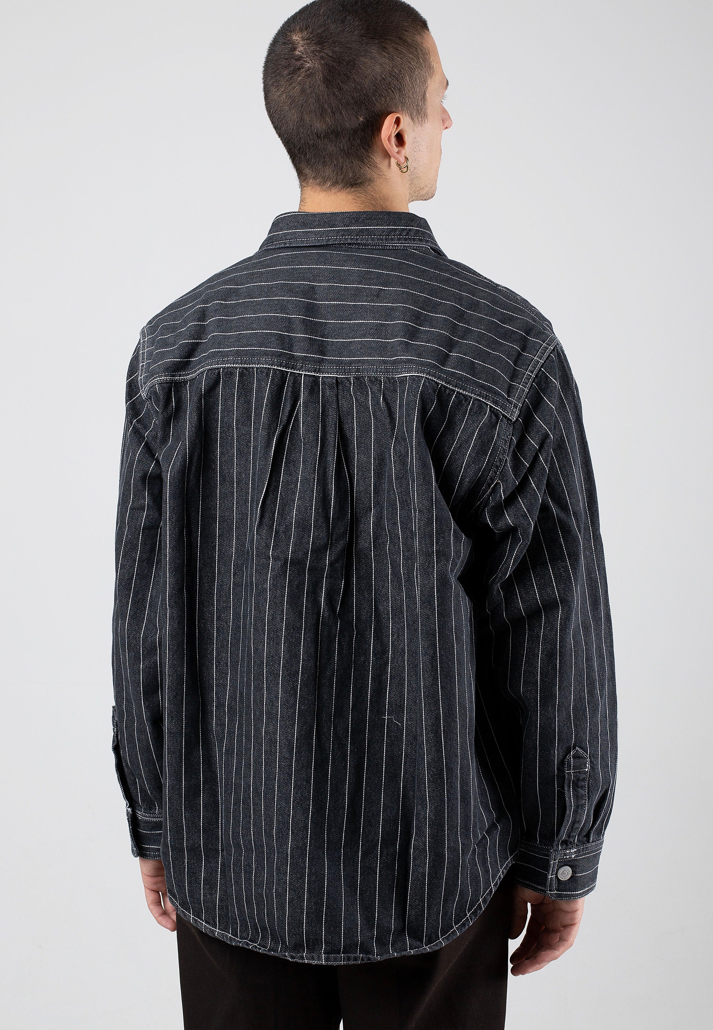 Carhartt WIP - Orlean Shirt Stone Washed Orlean Stripe/Black/White - Jacket | Men-Image