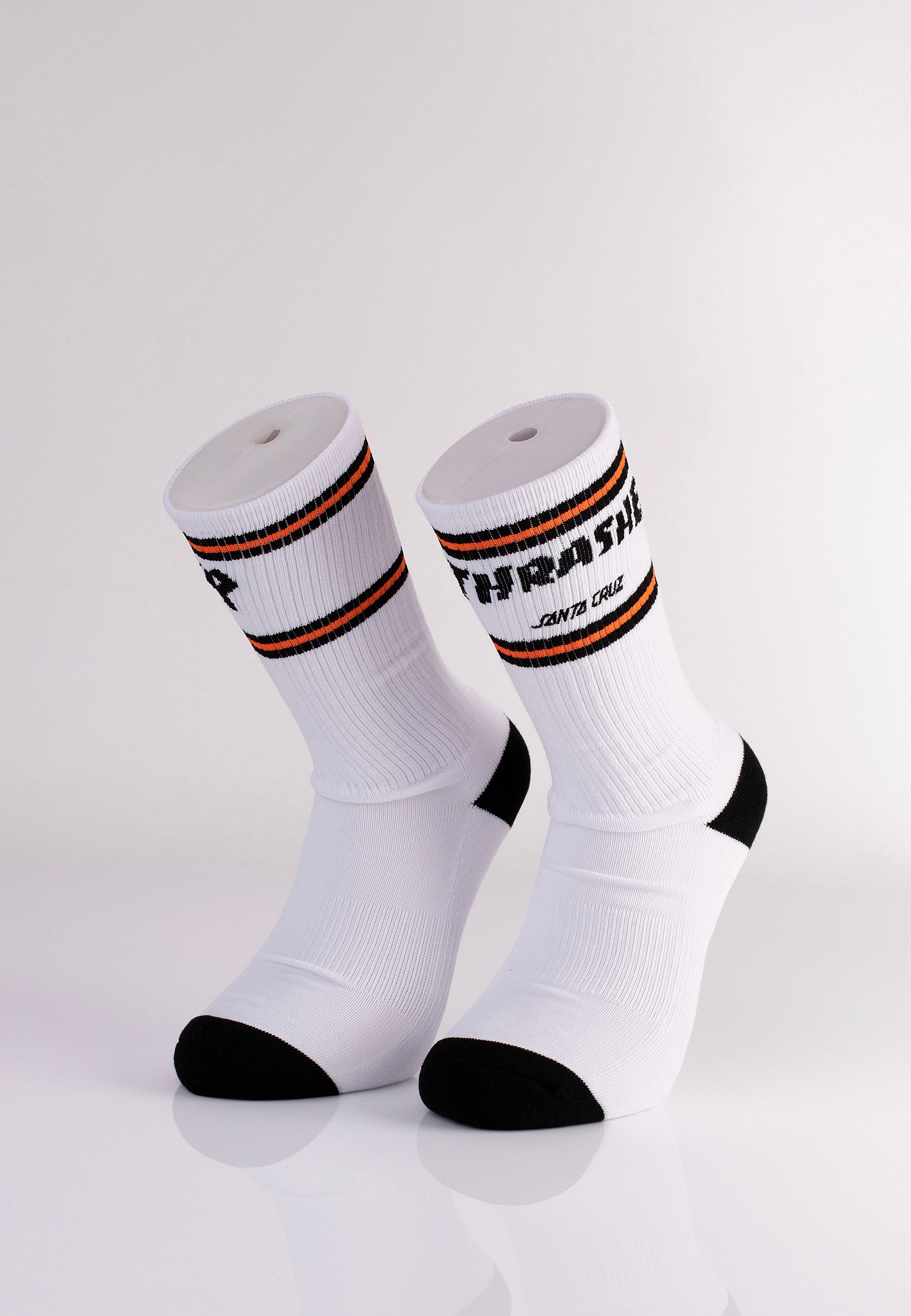 Thrasher x Santa Cruz - Strip Crew White - Socks | Neutral-Image