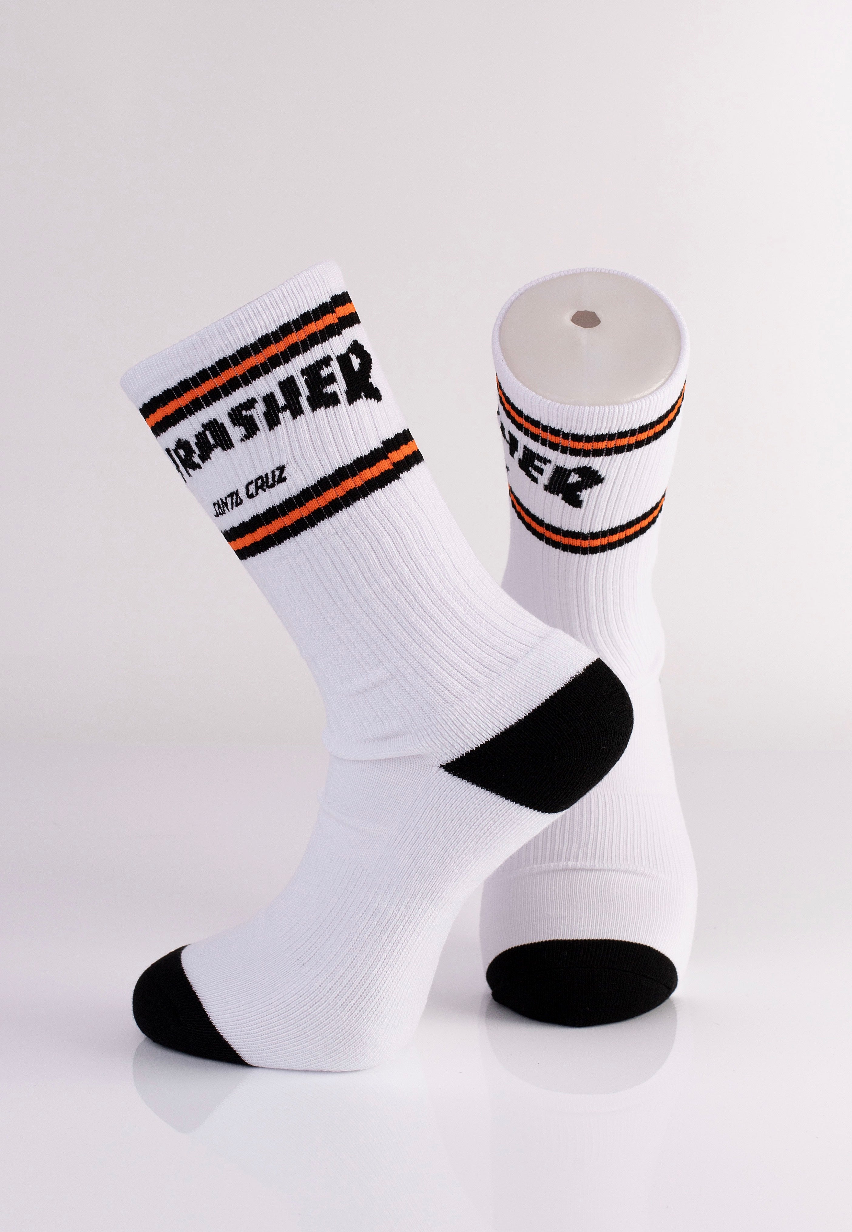 Thrasher x Santa Cruz - Strip Crew White - Socks | Neutral-Image