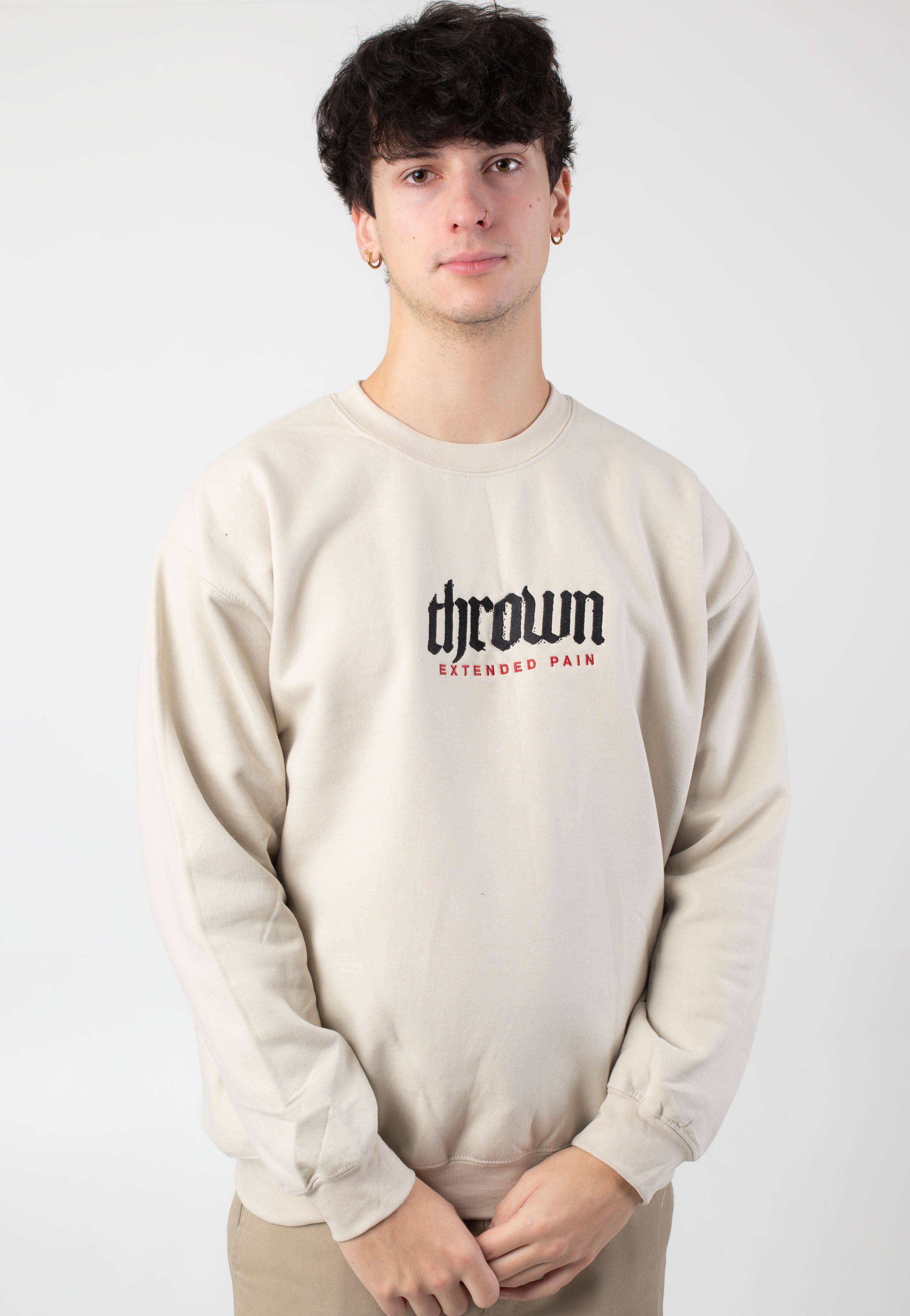 Thrown - Embroidered Extended Pain Sand - Sweater | Men-Image