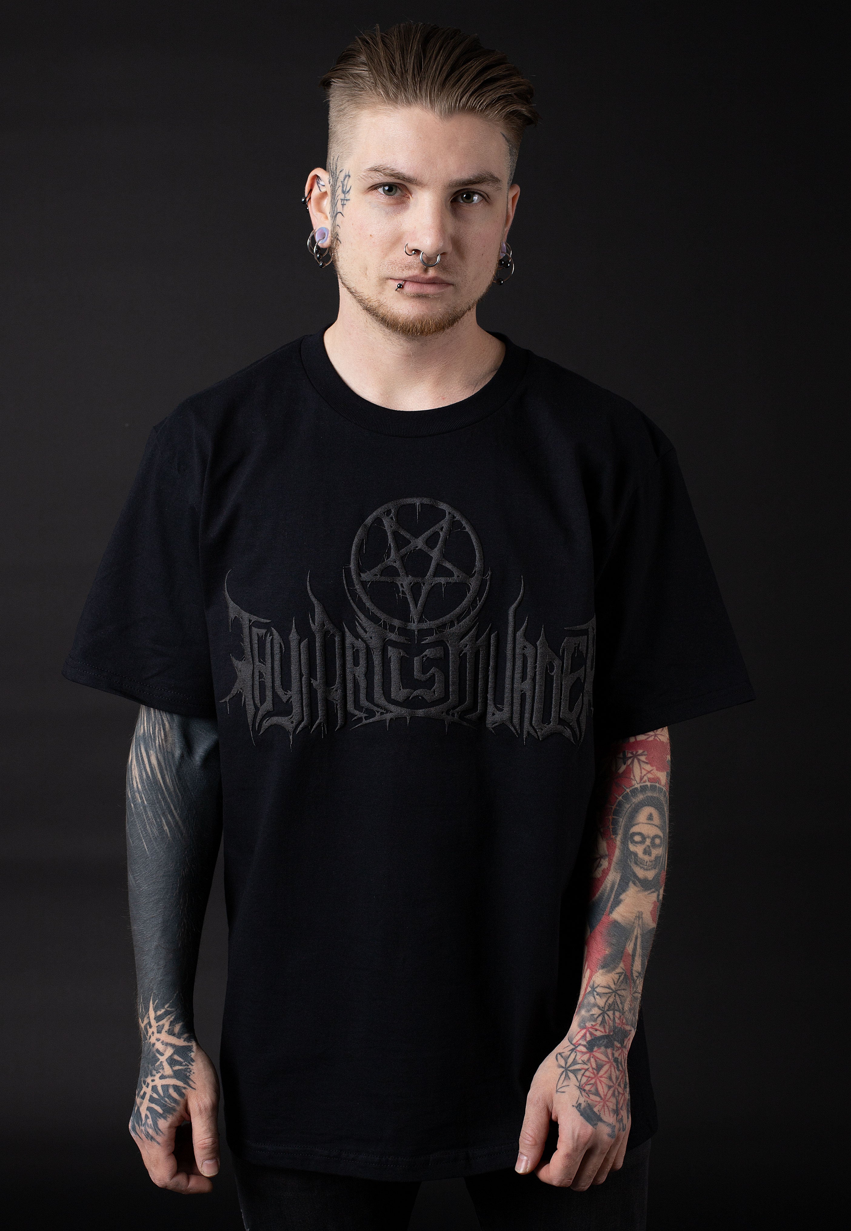 Thy Art Is Murder - Pentagram Logo Limited Black On Black - T-Shirt | Men-Image