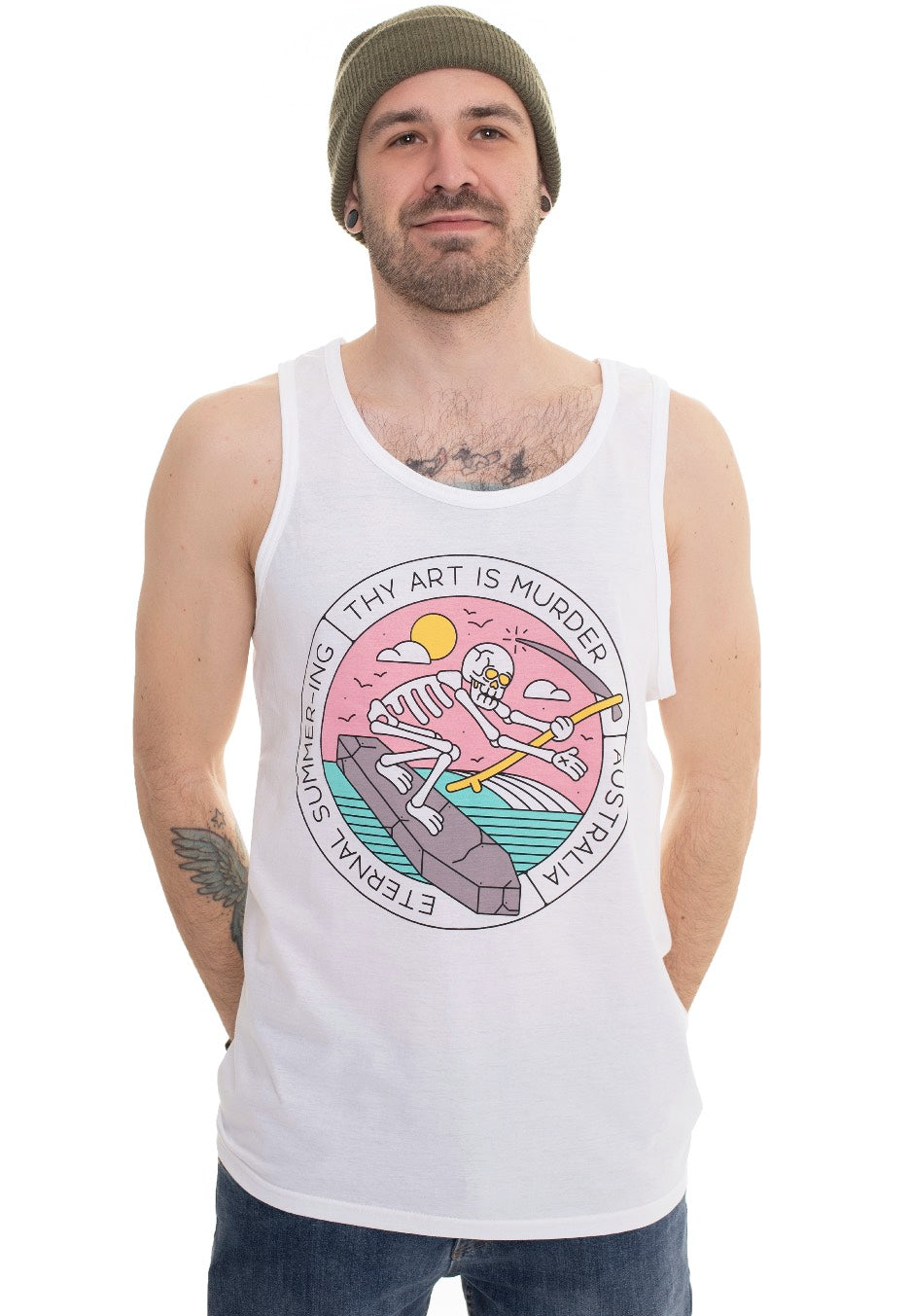 Thy Art Is Murder - Surfing Skull White - Tank | Men-Image