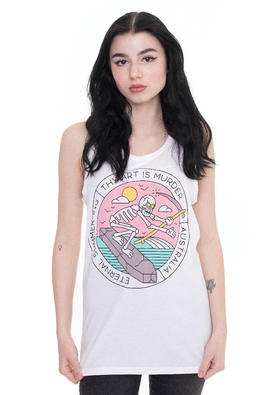 Thy Art Is Murder - Surfing Skull White - Tank | Women-Image