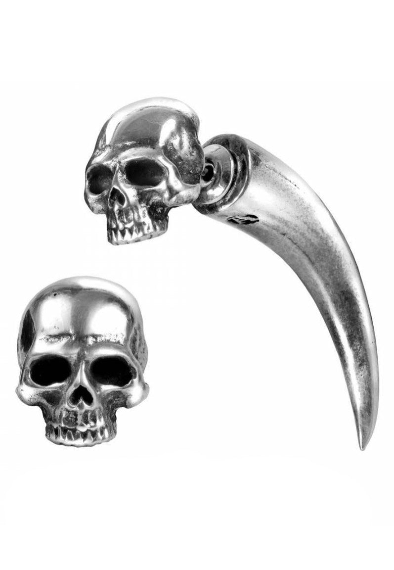 Alchemy England - Tomb Skull Horn Silver - Earring | Neutral-Image