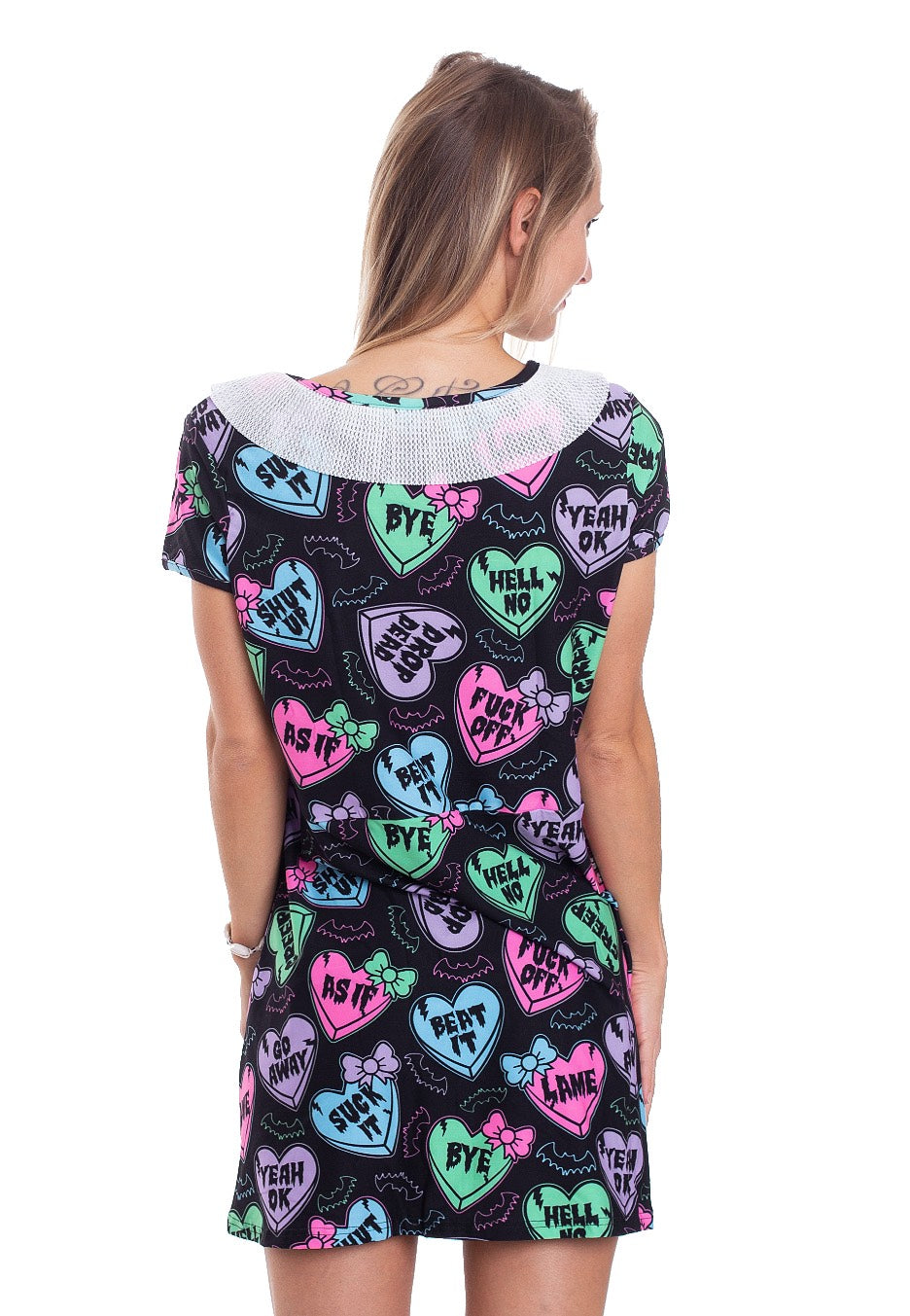 Too Fast - Creepy Candy Hearts Black - Dress | Women-Image