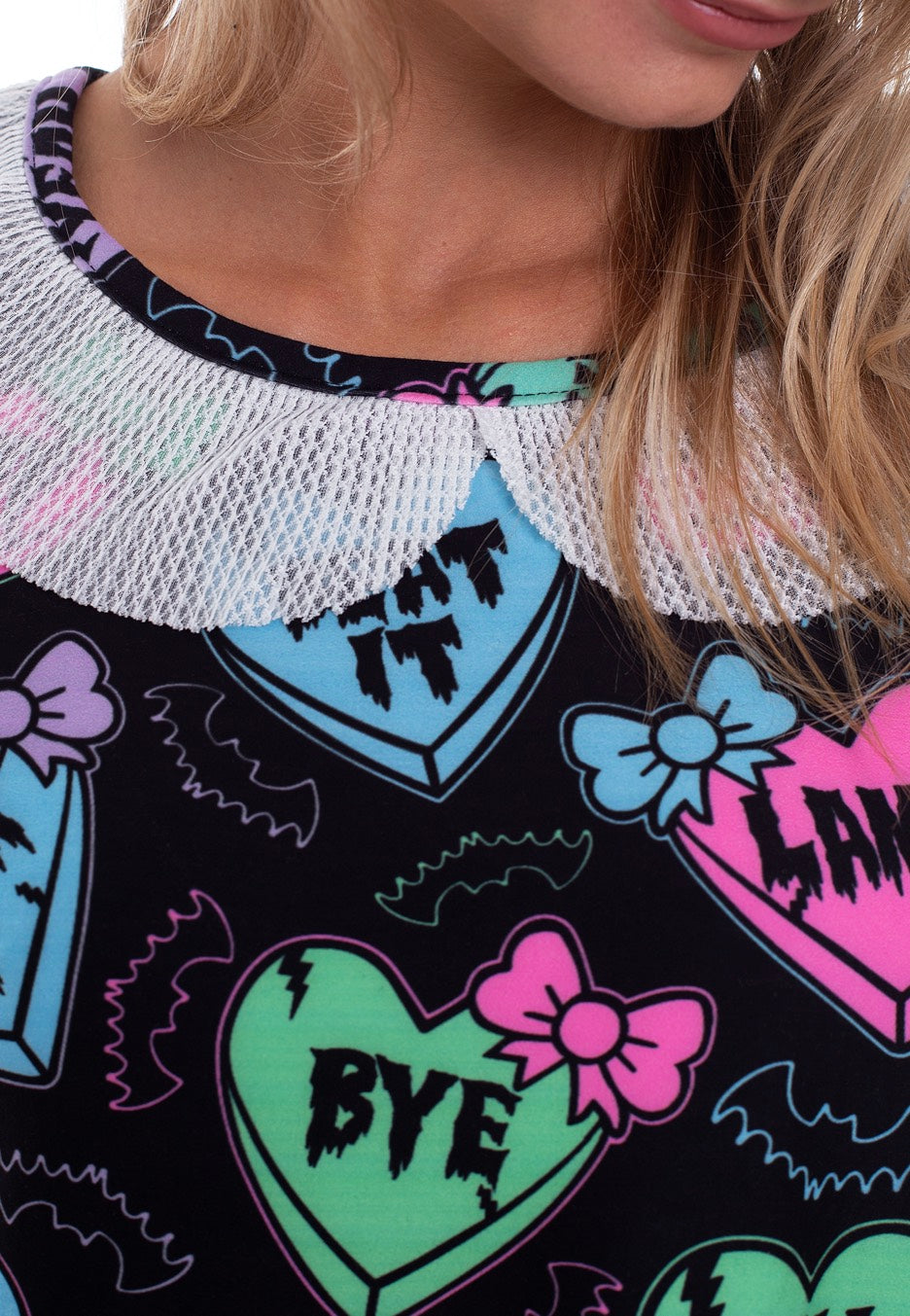 Too Fast - Creepy Candy Hearts Black - Dress | Women-Image