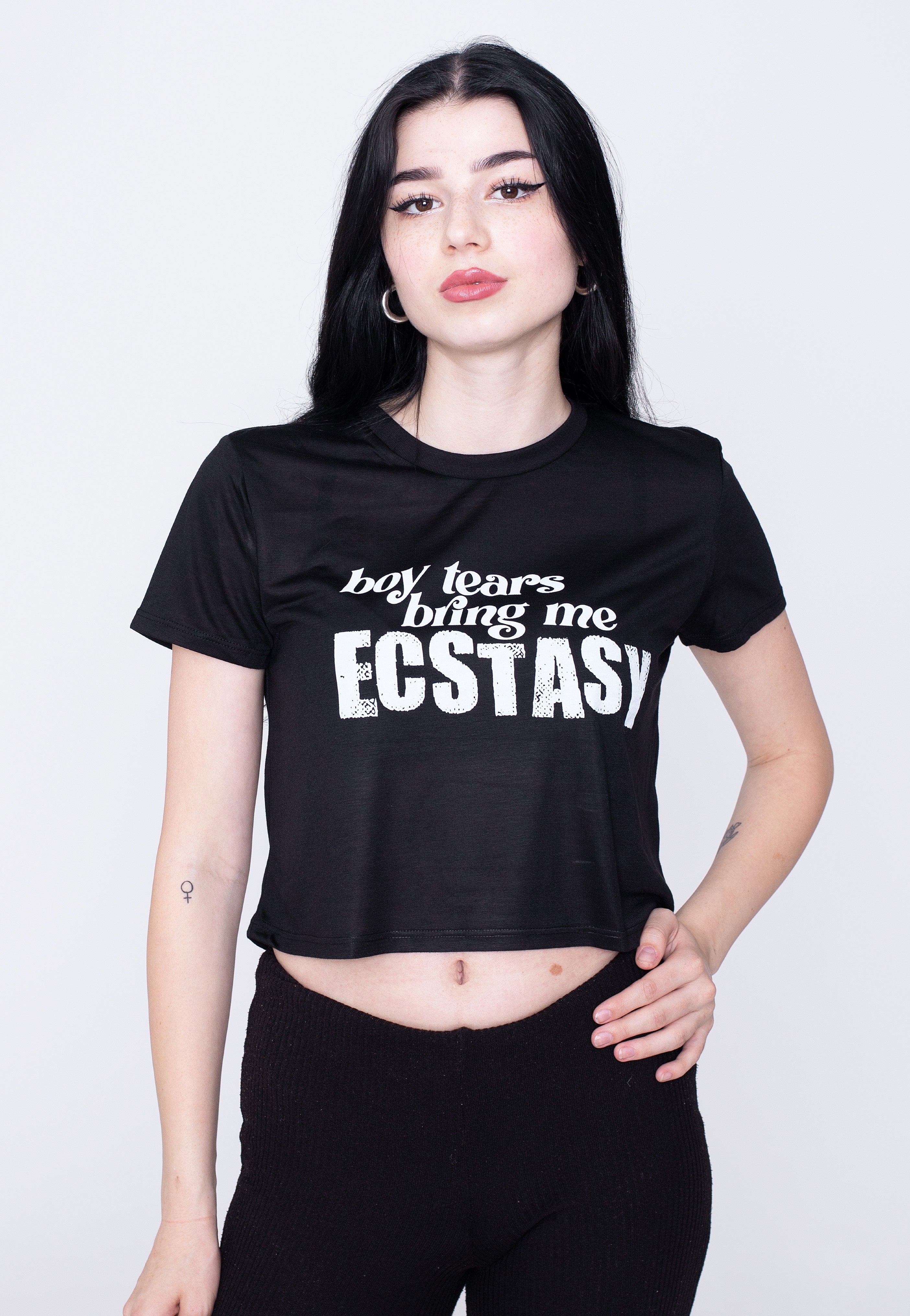 Too Fast - Flowy Summer Crop Bring Me Ecstasy Black - Girly | Women-Image