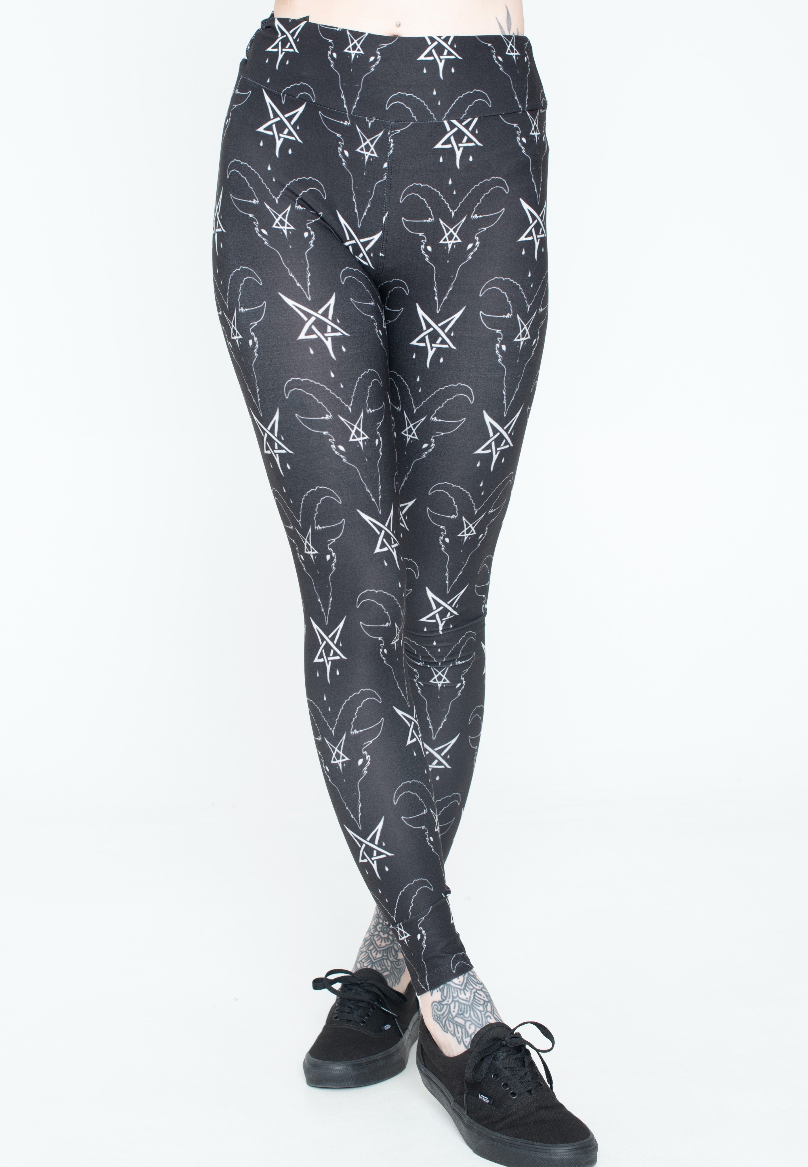 Too Fast - Goat Head Pentagram High Waist Black - Leggings | Women-Image