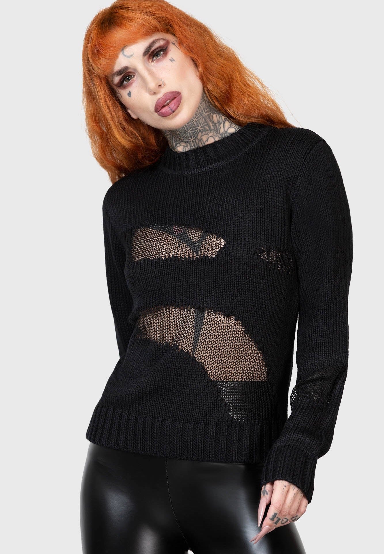 Killstar - Torn Apart Crop Black - Pullover | Women-Image