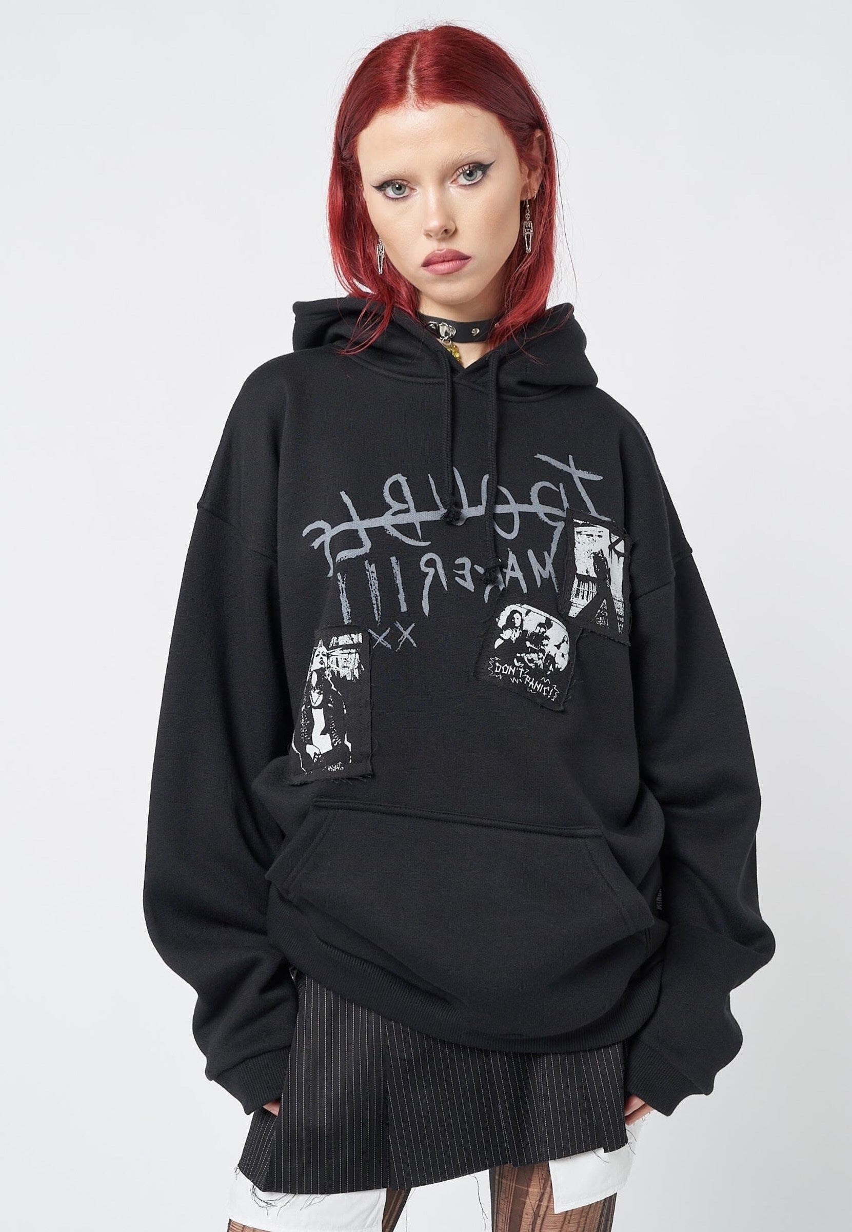 Minga London - Troublemaker Patches Black - Hoodie | Women-Image