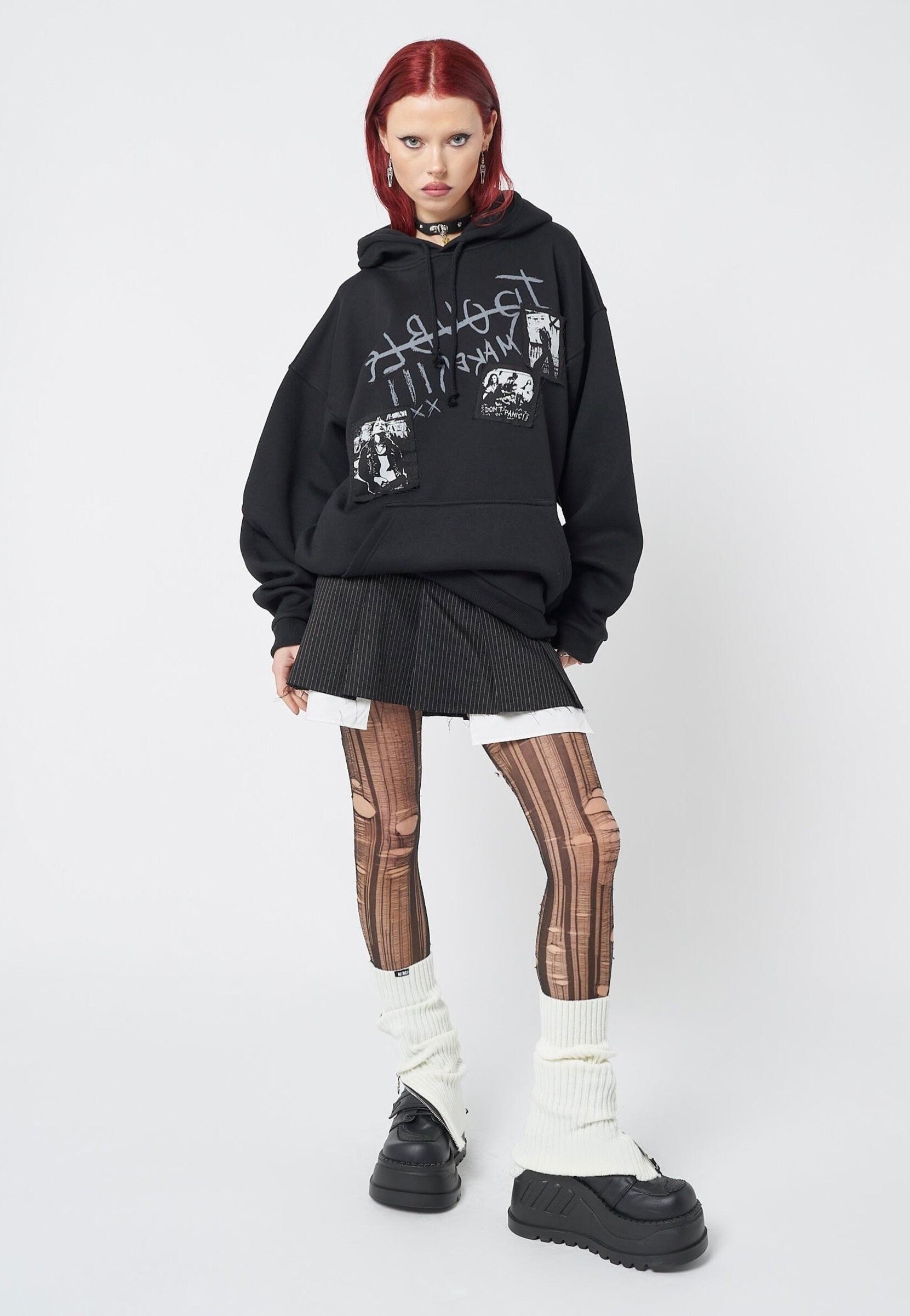 Minga London - Troublemaker Patches Black - Hoodie | Women-Image