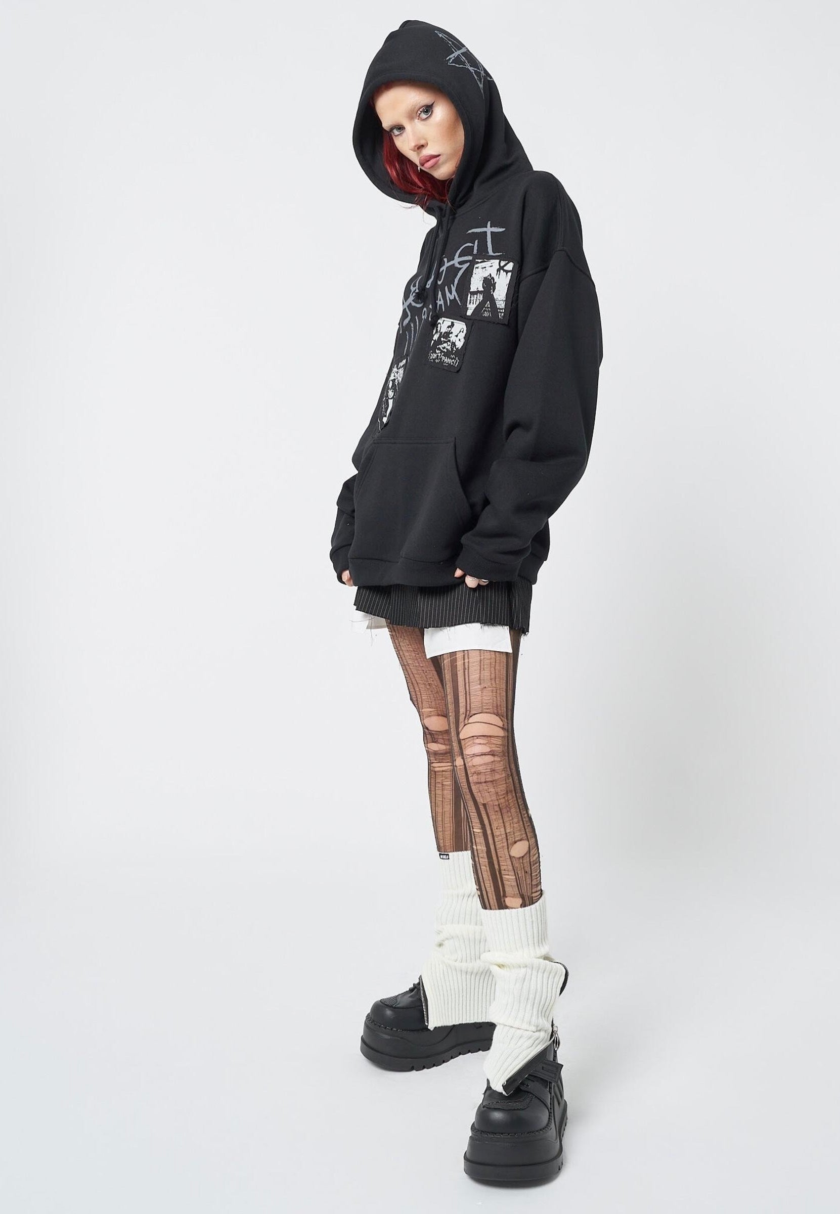 Minga London - Troublemaker Patches Black - Hoodie | Women-Image