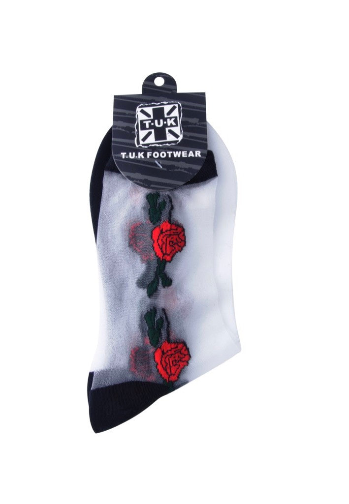 T.U.K. - Red Roses Ankle - Socks | Neutral-Image