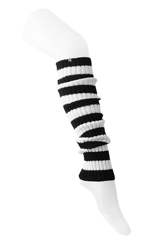 T.U.K. - Legging Black White Stripe Knit - Legwarmer | Neutral-Image