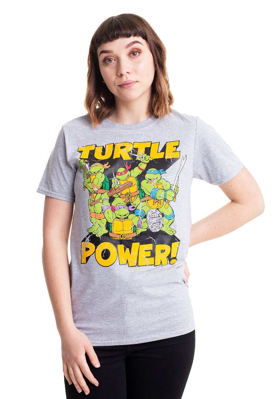 Turtles - TMNT Turtle Power! Grey - T-Shirt | Women-Image