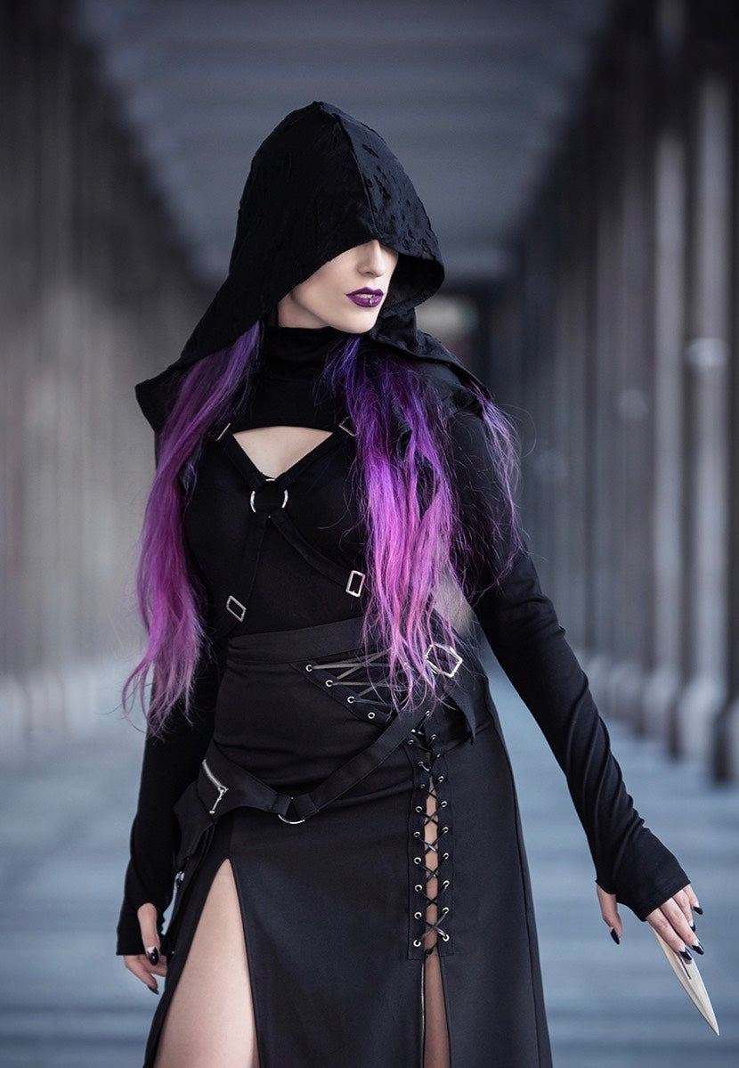 Dark In Love - Punk Sexy Slit Irregular Black - Skirt | Women-Image