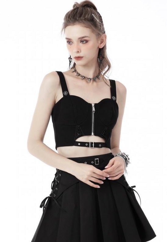 Dark In Love - Punk Rock Cutout Zip Black - Top | Women-Image