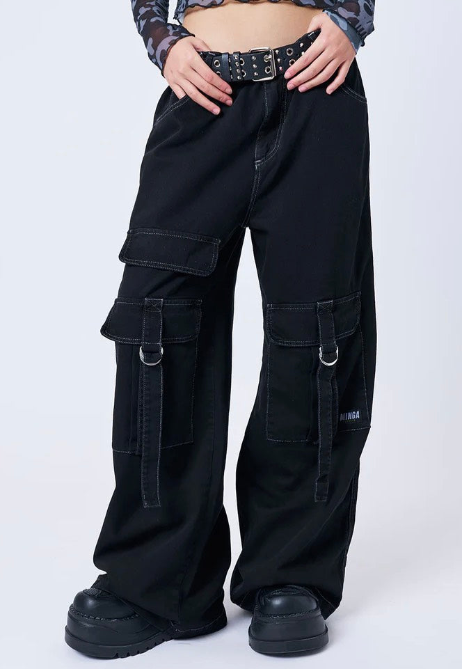 Minga London - Tyra Black Utility Pockets - Pants | Women-Image