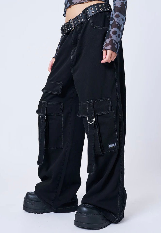 Minga London - Tyra Black Utility Pockets - Pants | Women-Image