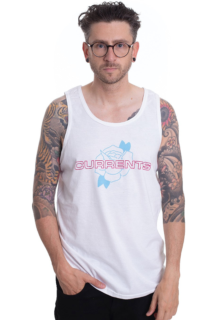 Currents - 3D Flower White - Tank | Men-Image