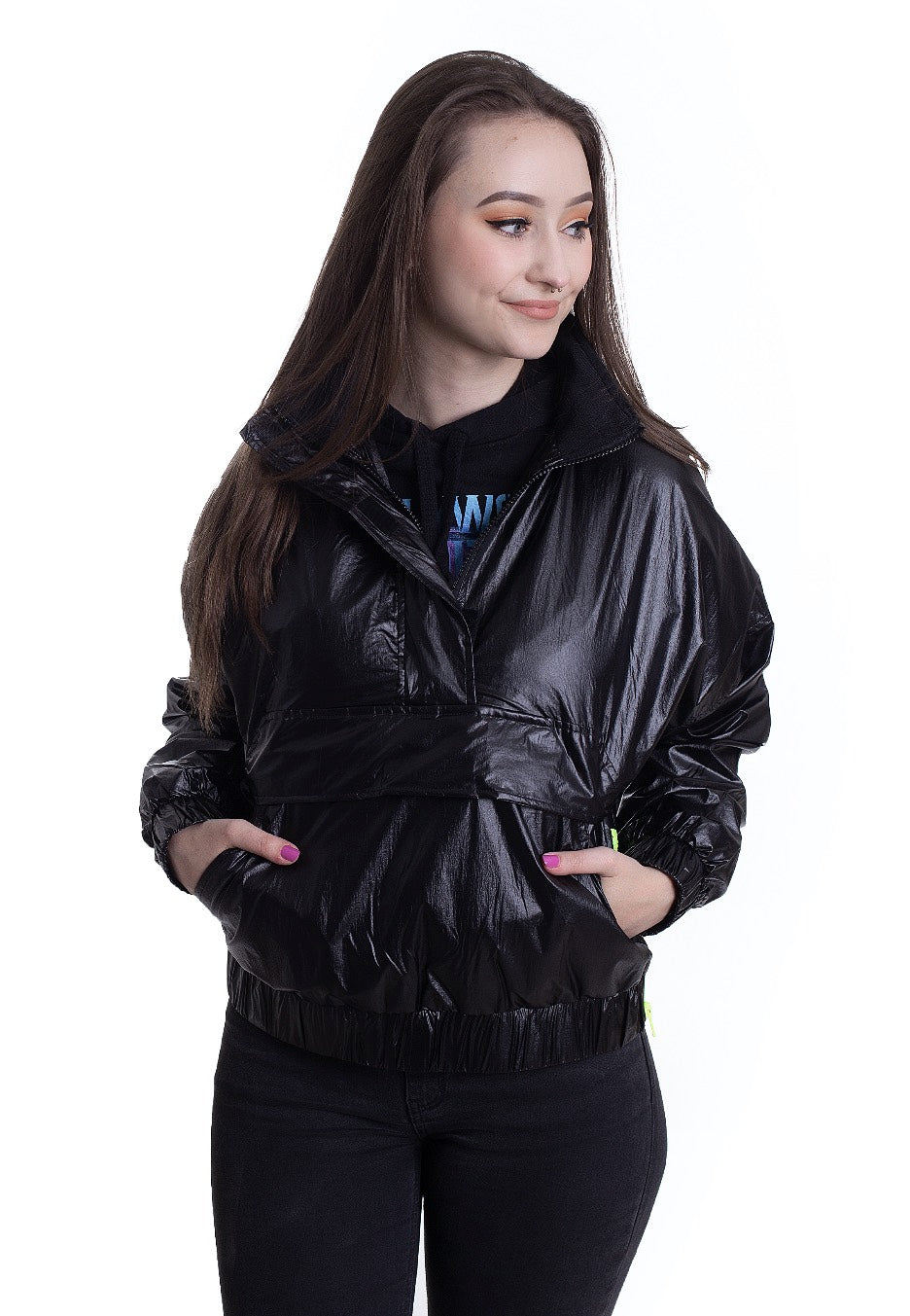 Urban Classics - Ladies Vanish Crinkle Pull Over Black - Windbreaker | Women-Image