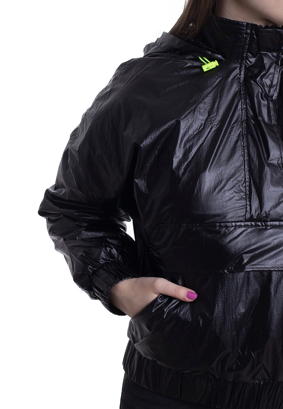 Urban Classics - Ladies Vanish Crinkle Pull Over Black - Windbreaker | Women-Image