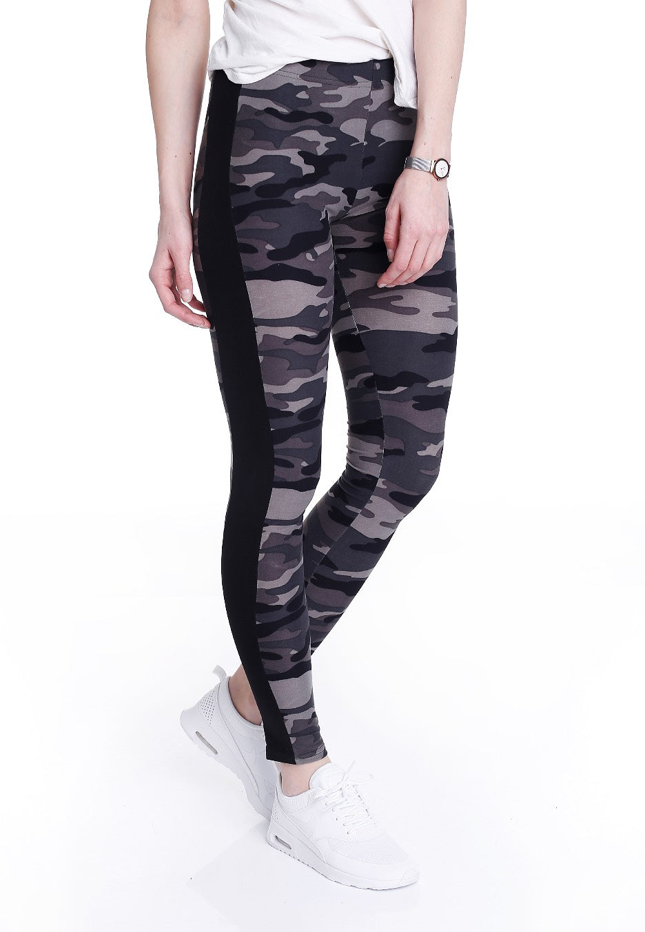 Urban Classics - Camo Stripe Darkcamo/Black - Leggings | Women-Image