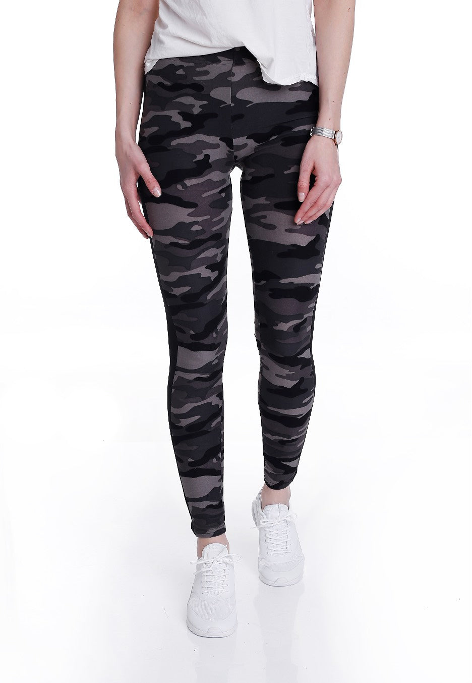 Urban Classics - Camo Stripe Darkcamo/Black - Leggings | Women-Image