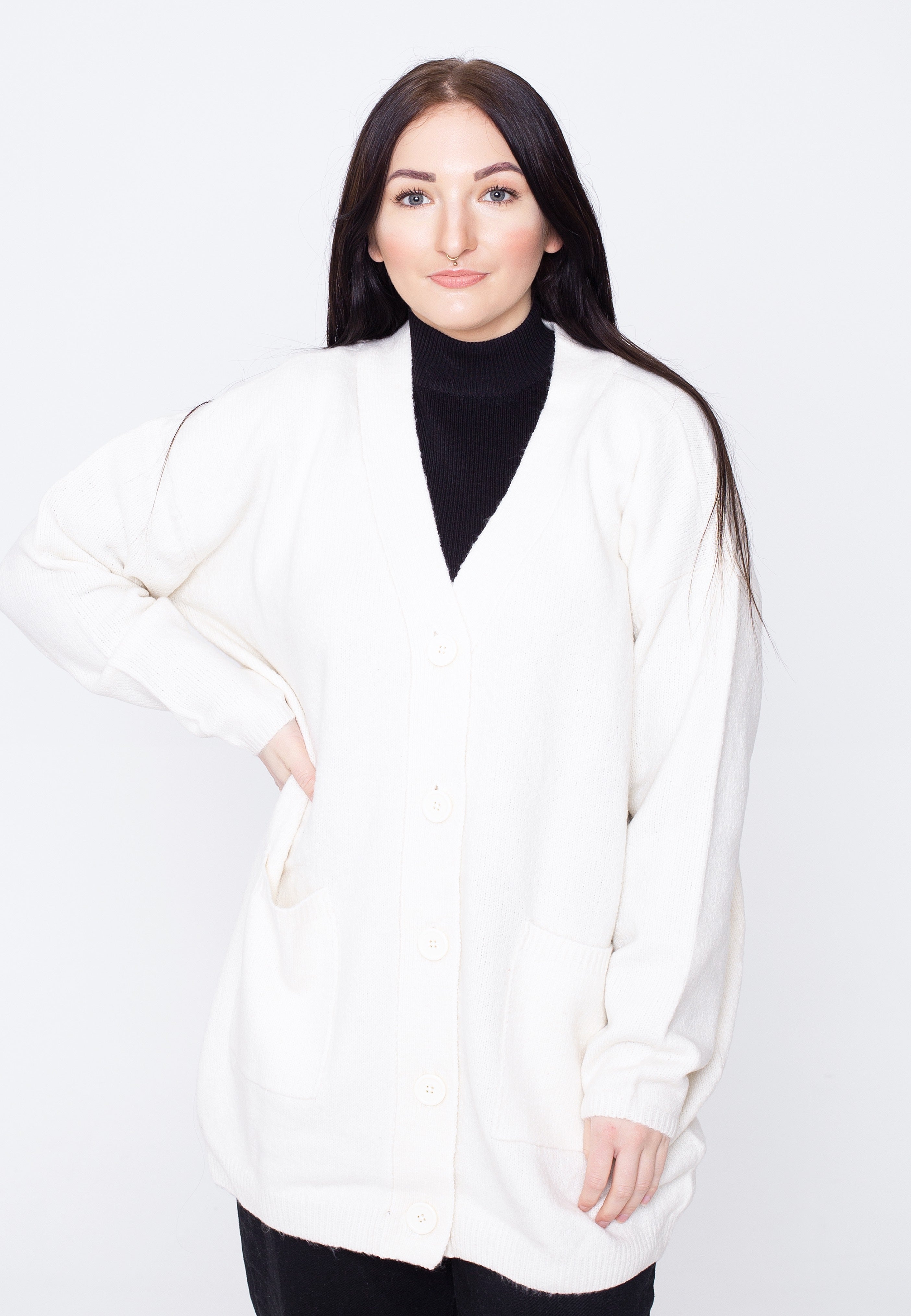 Urban Classics - Chunky Fluffy Knit White Sand - Cardigan | Women-Image